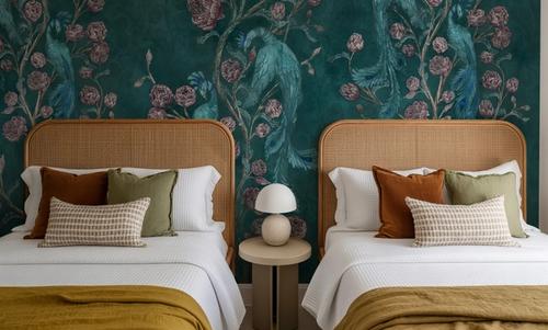 Peacock and Peony Chinoiserie Teal