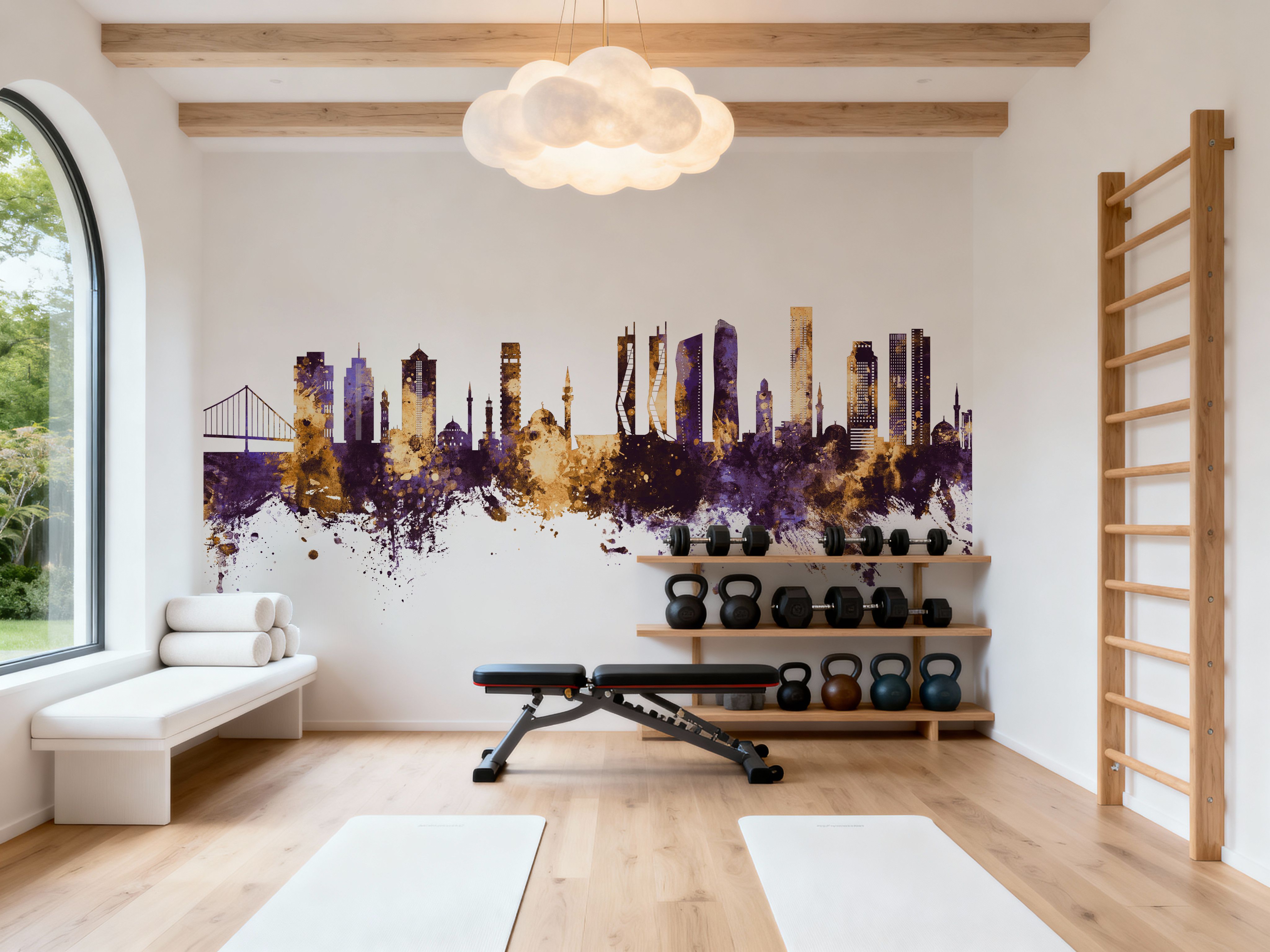 Izmir Turkey Skyline Purple & Gold