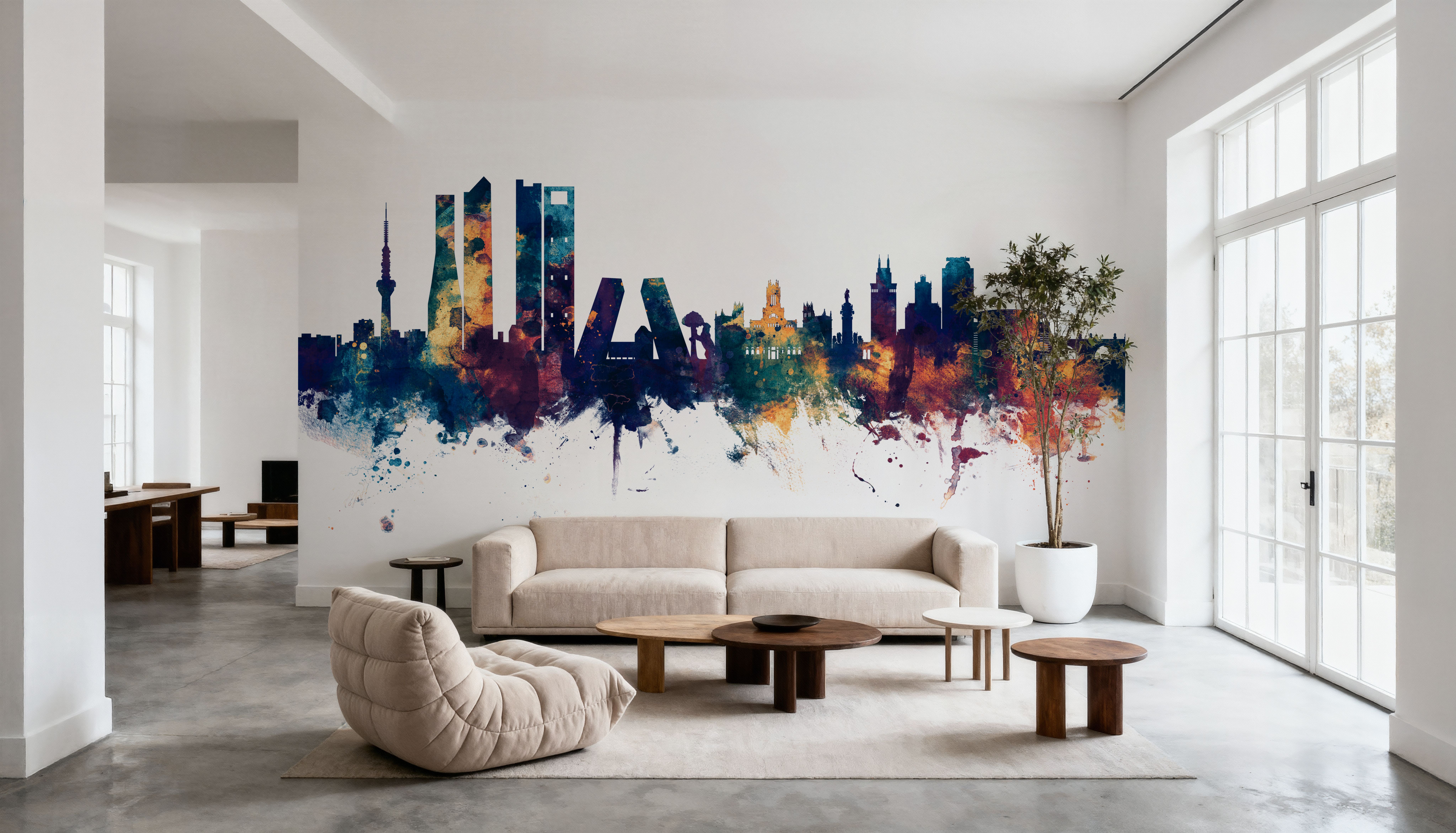 Madrid Skyline Blue & Bronze, Papel pintado