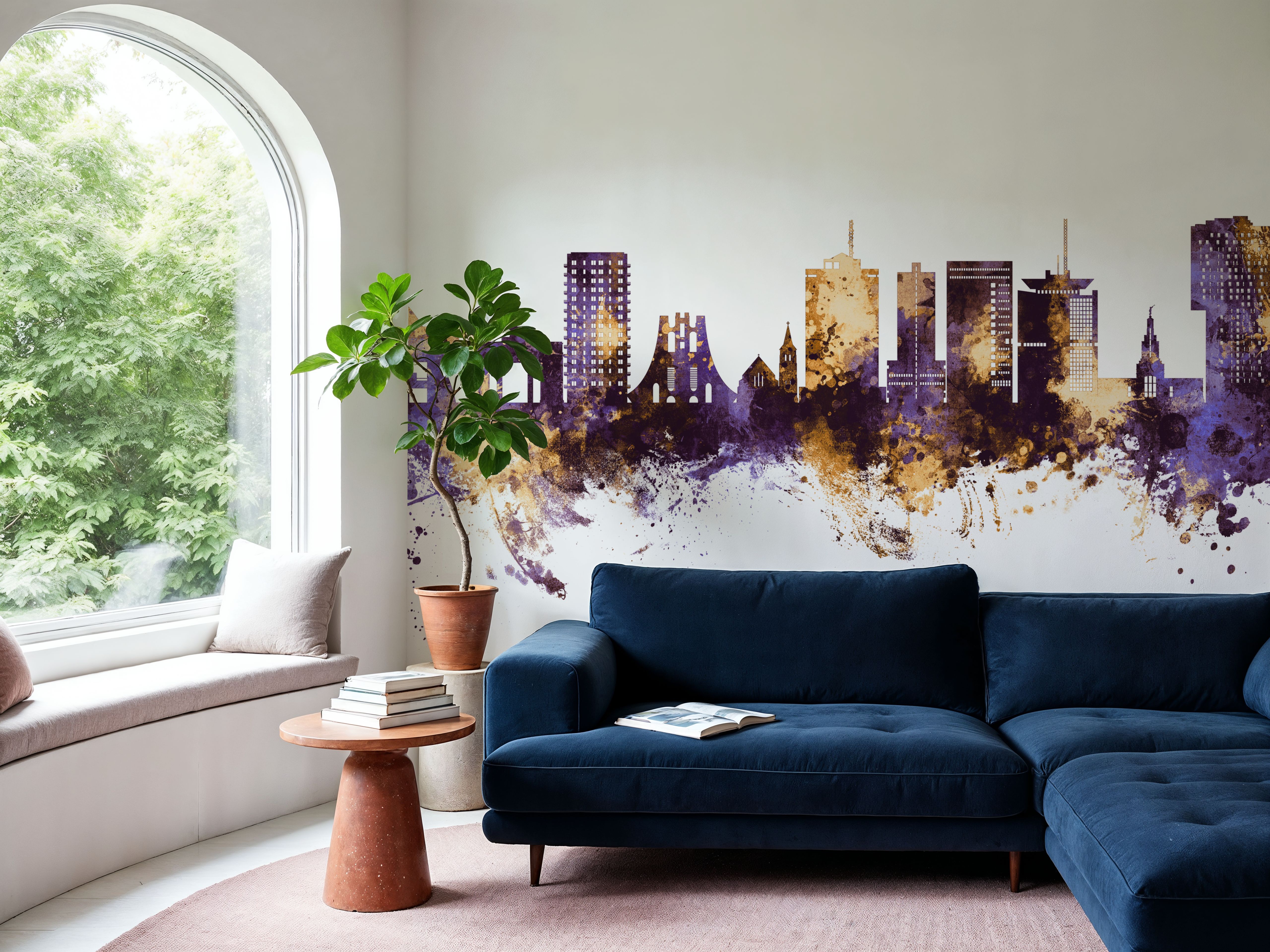 Accra Ghana Skyline Purlpe & Gold