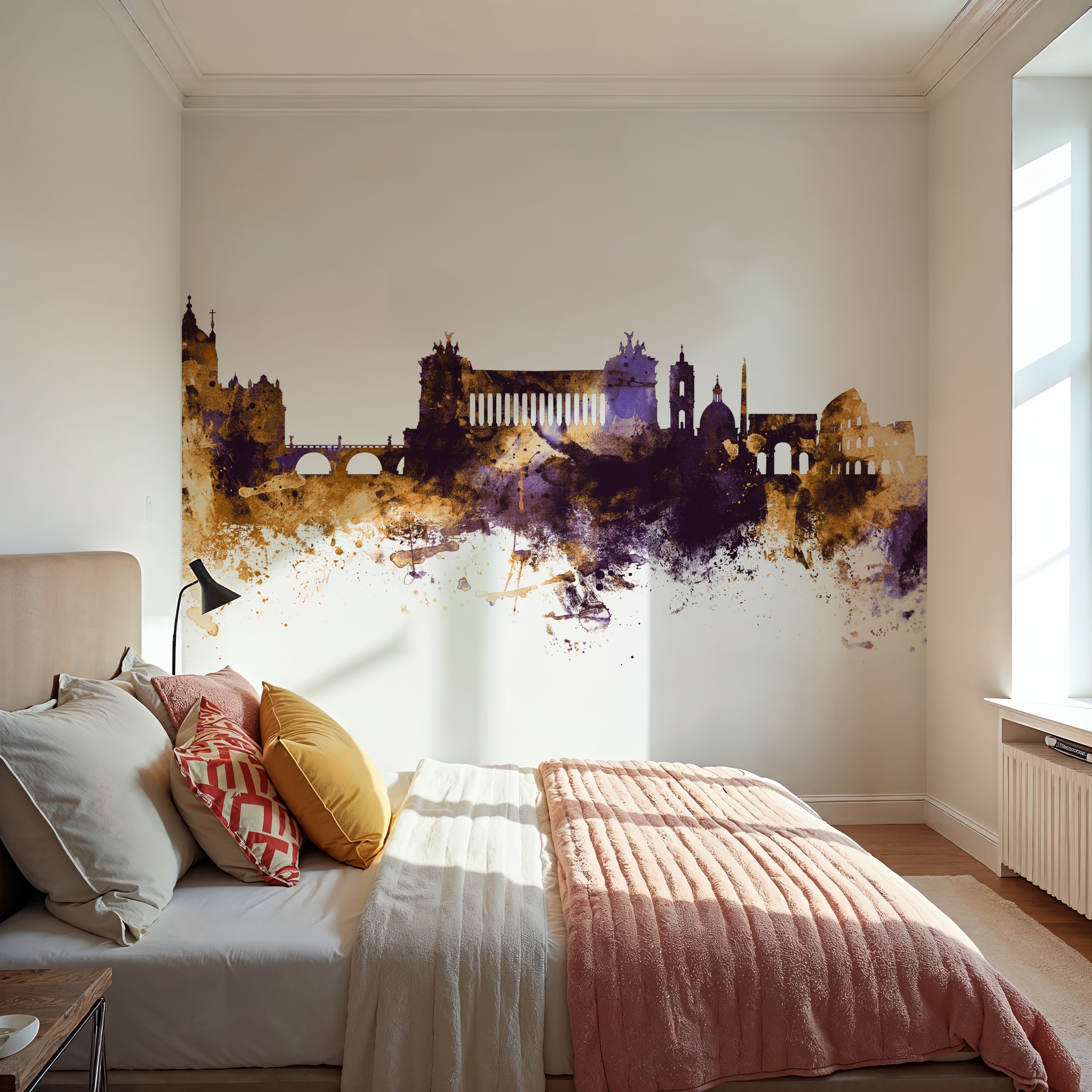 Rome Italy Skyline Purple & Gold