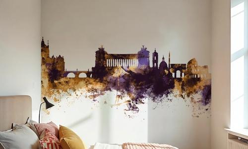 Rome Italy Skyline Purple & Gold