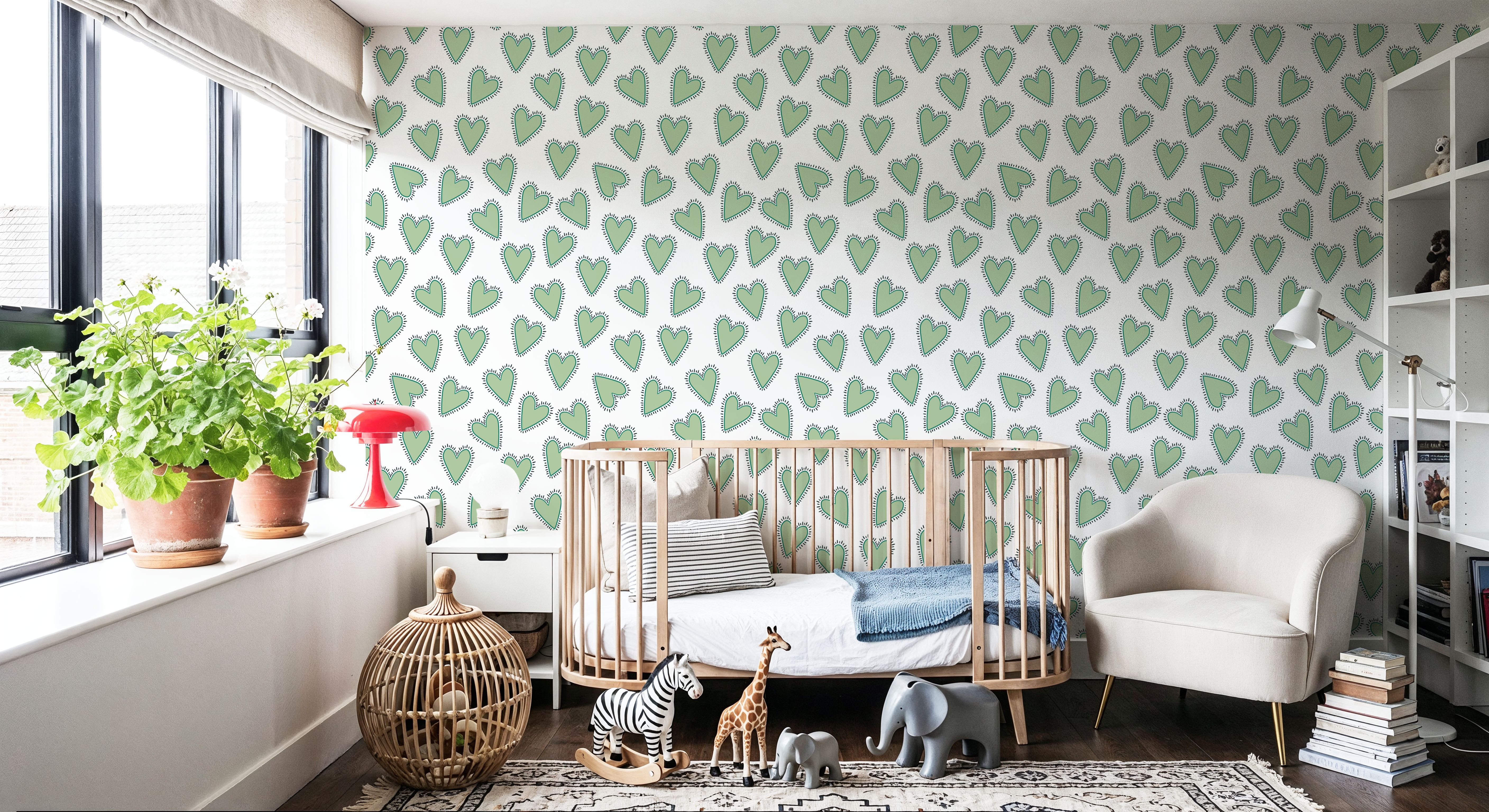 Iconic Pop Hearts, Pistachio, Wallpaper