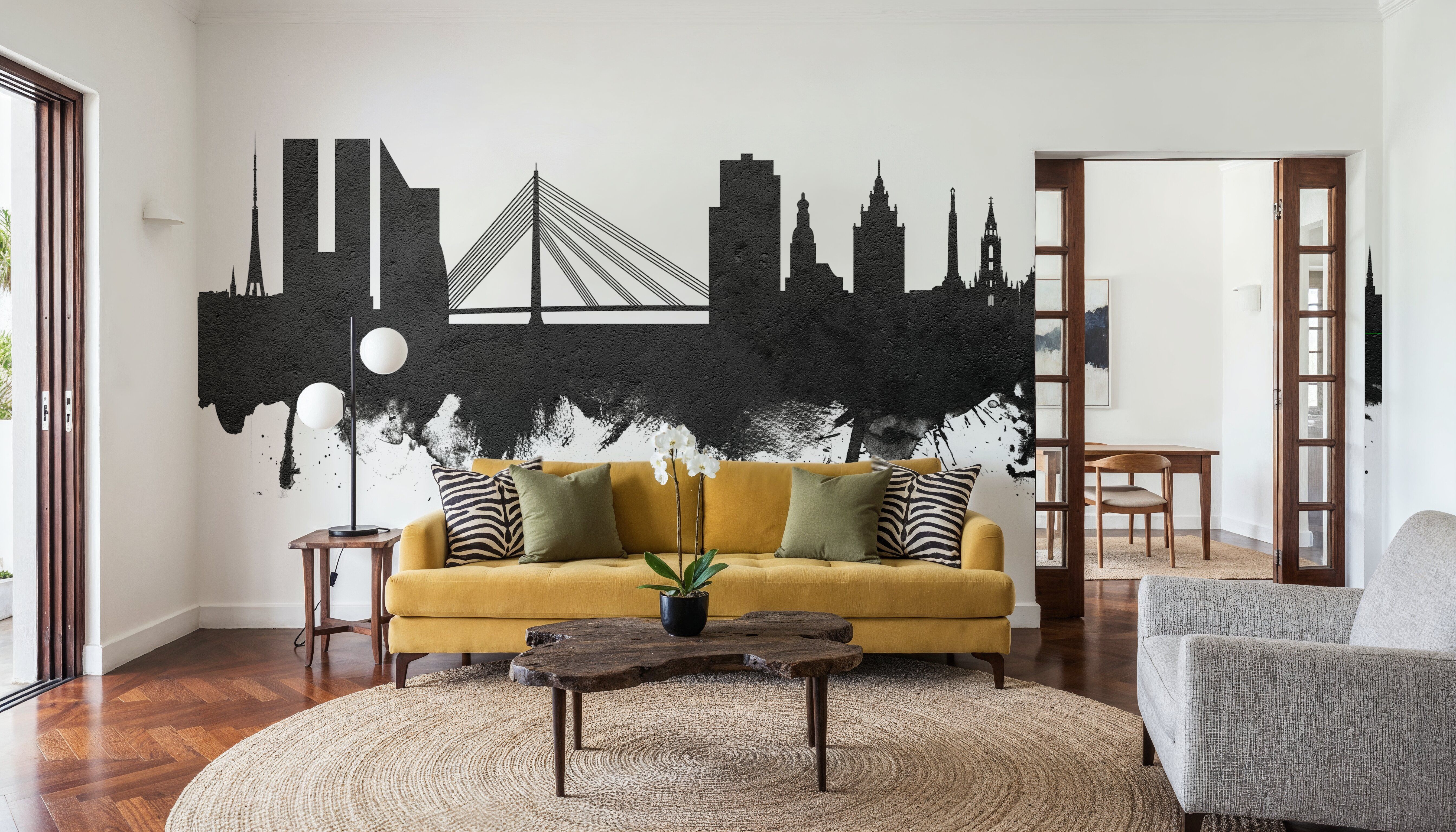 Riga Latvia Skyline Black & White