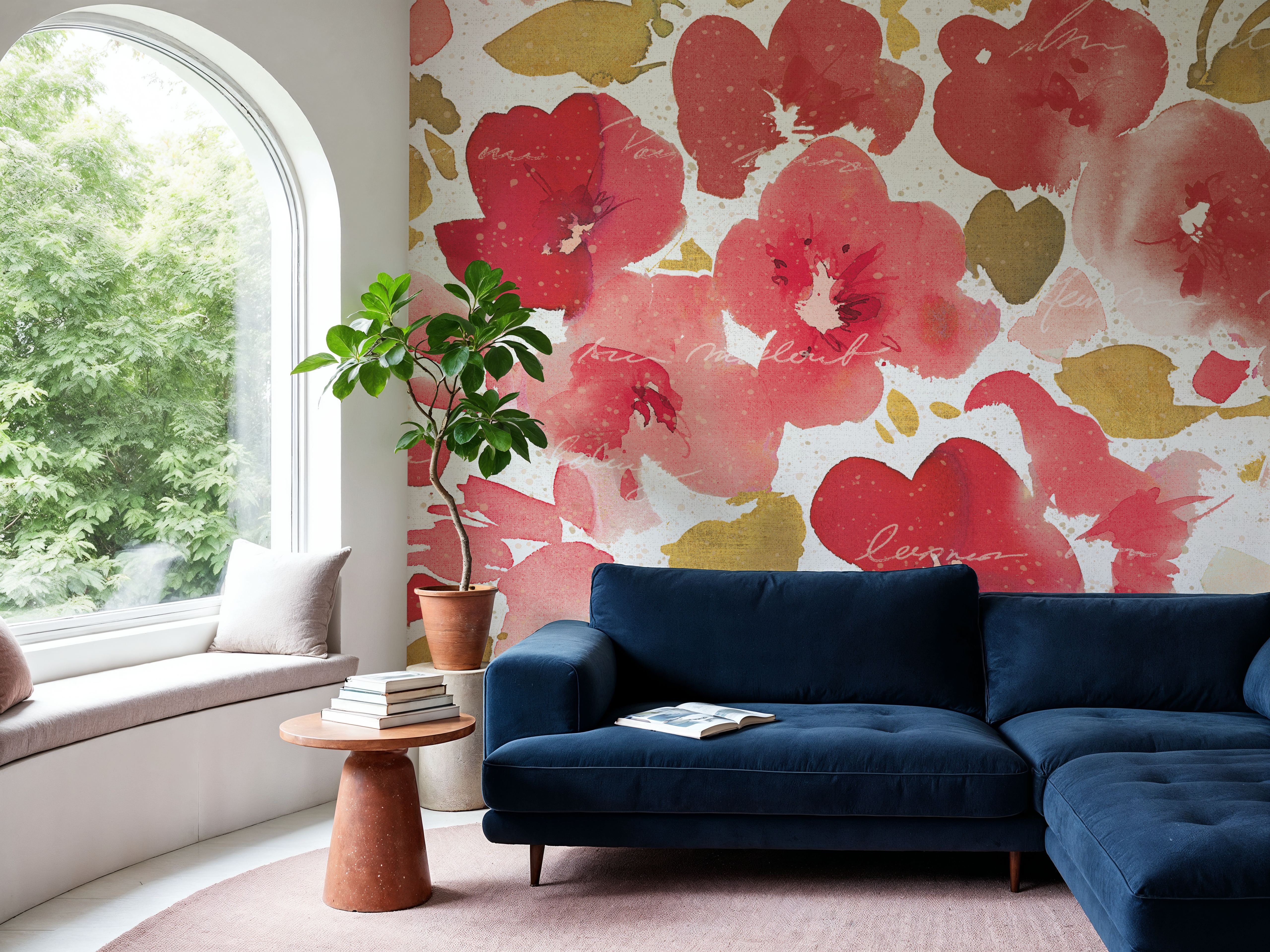 Floral Flow I Red Gold