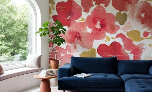 Floral Flow I Red Gold