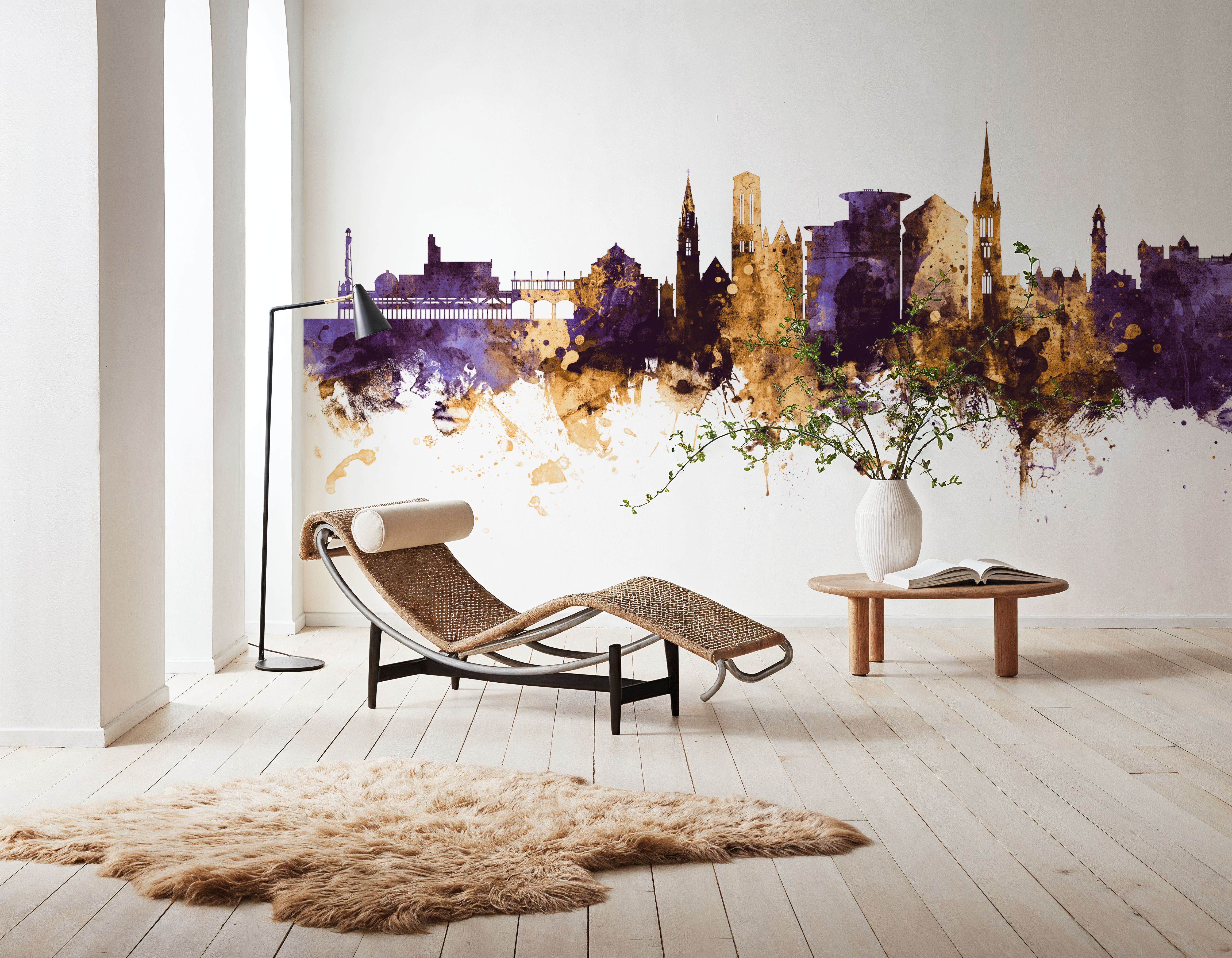 Bournemouth England Skyline Purple & Gold