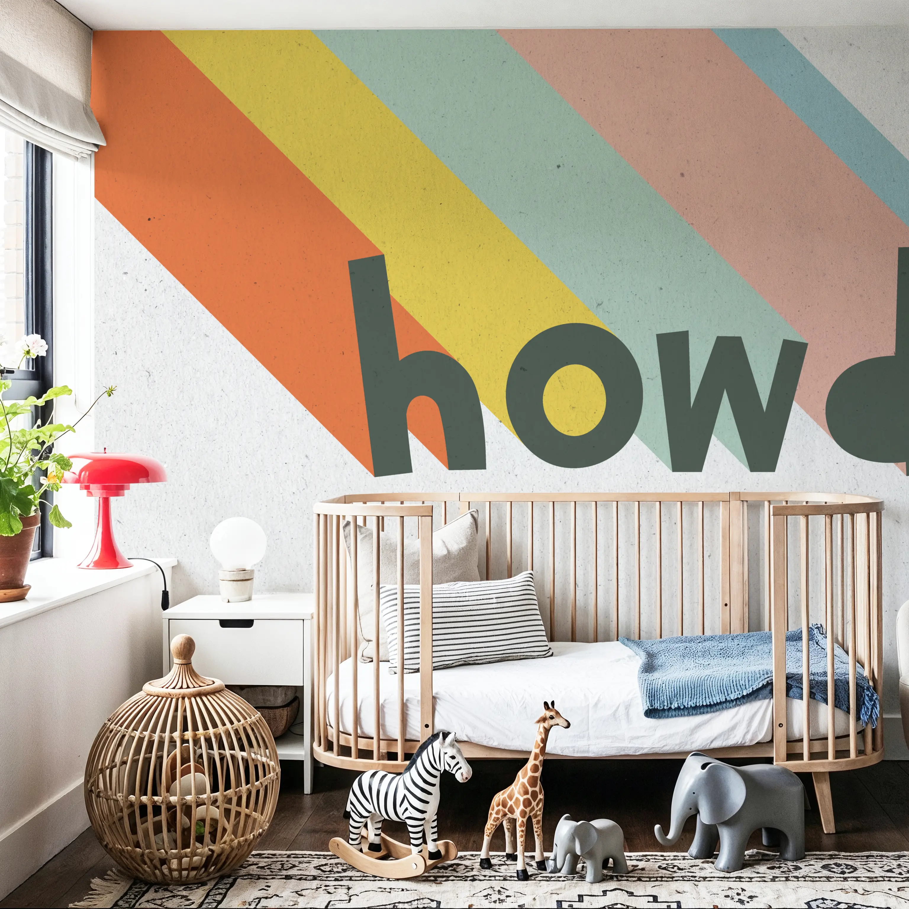 Fotobehang - Howdy Rainbow - Grafische Kunst Mural - Woonkamer - Wallism Nederland - Zelfklevend of Vliesbehang