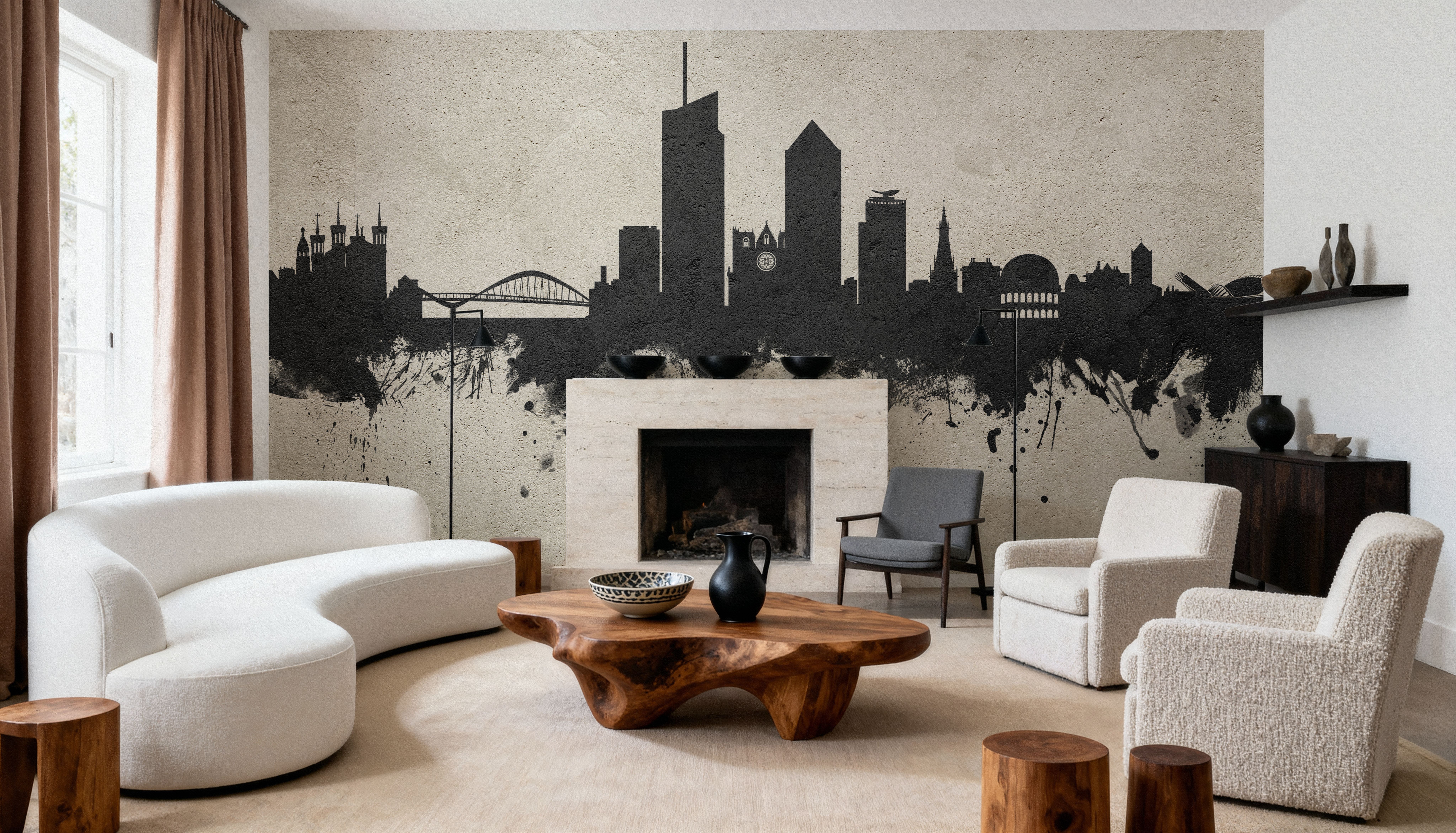 Lyon France Skyline Concrete, Wallpaper