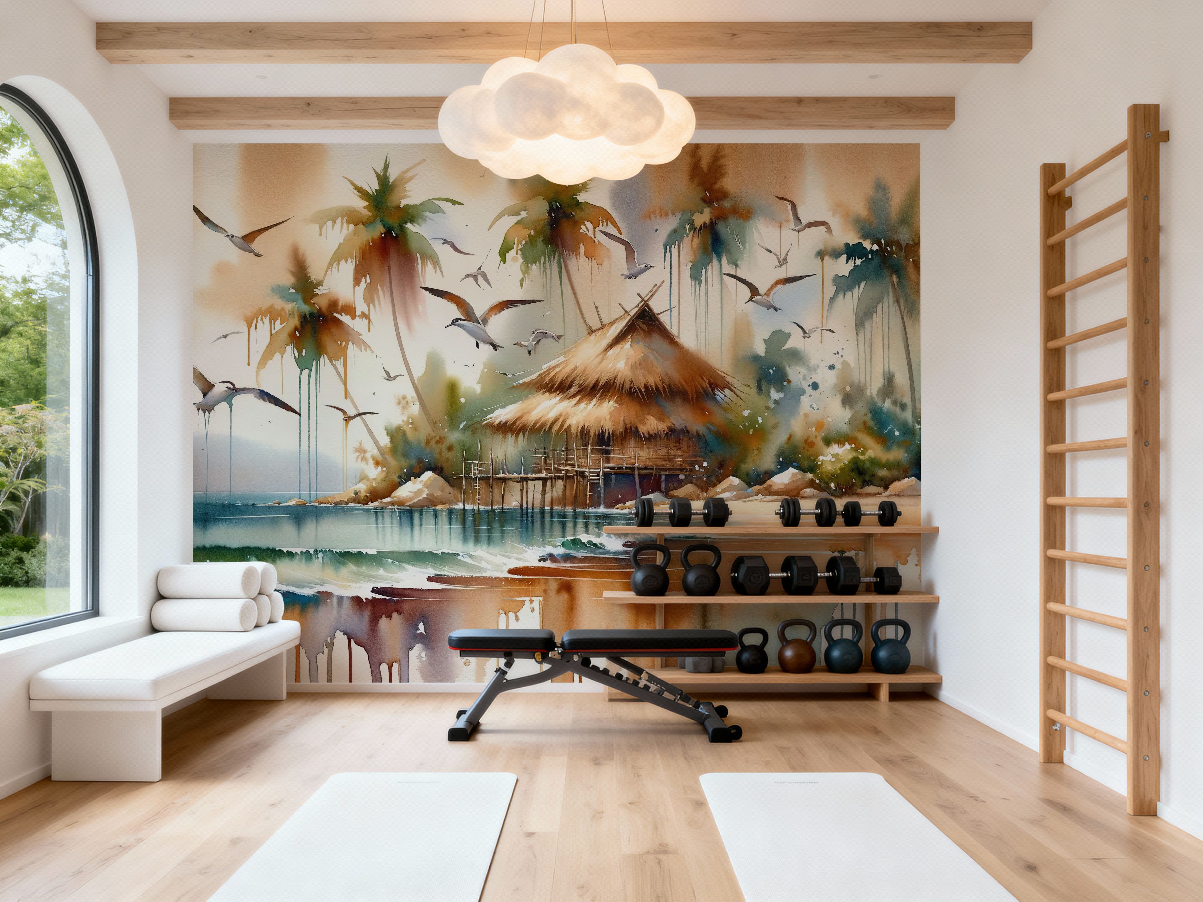 Island Serenity in Abstract Watercolor