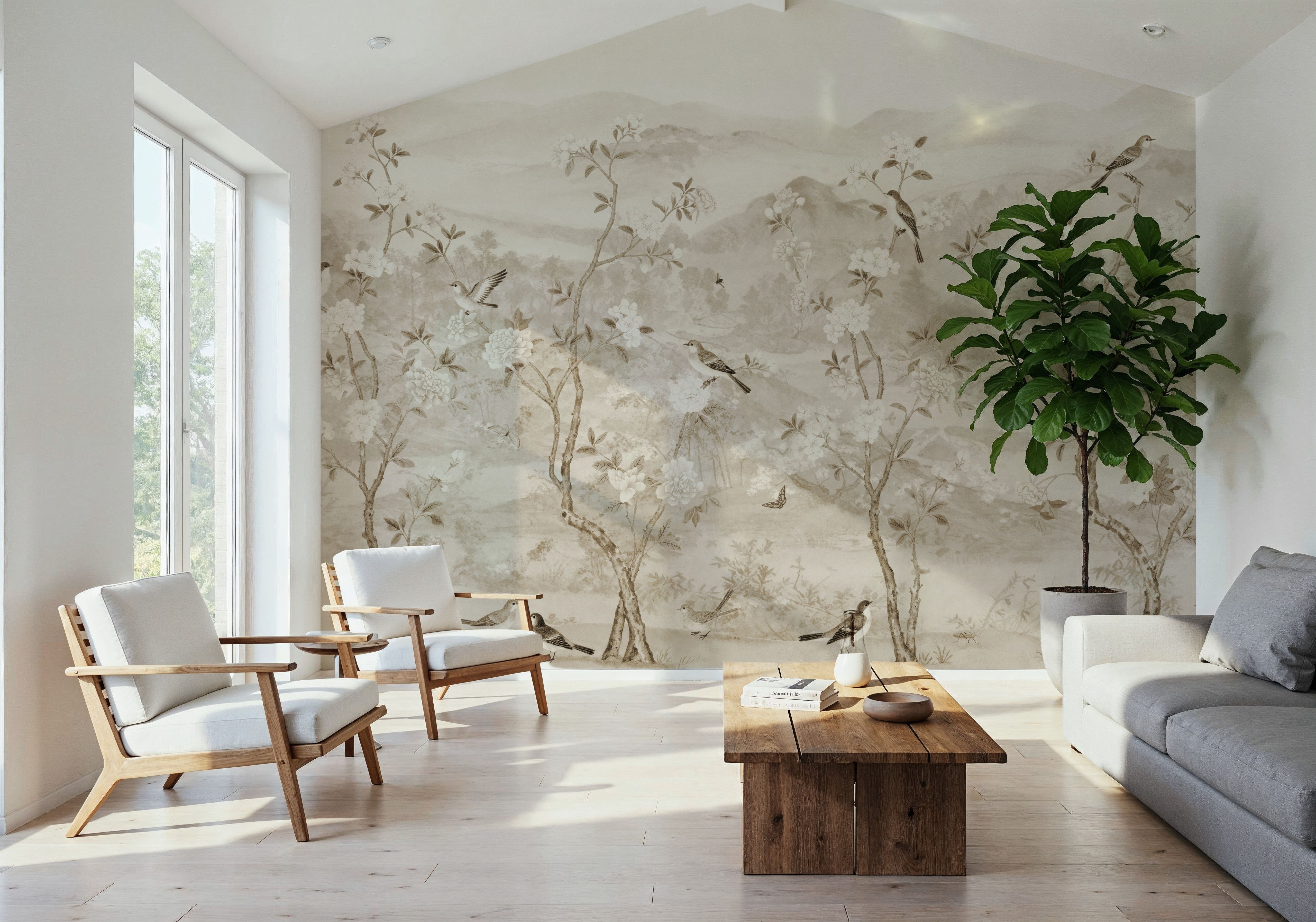 Peony Tree Landscape, Sand, Tapet