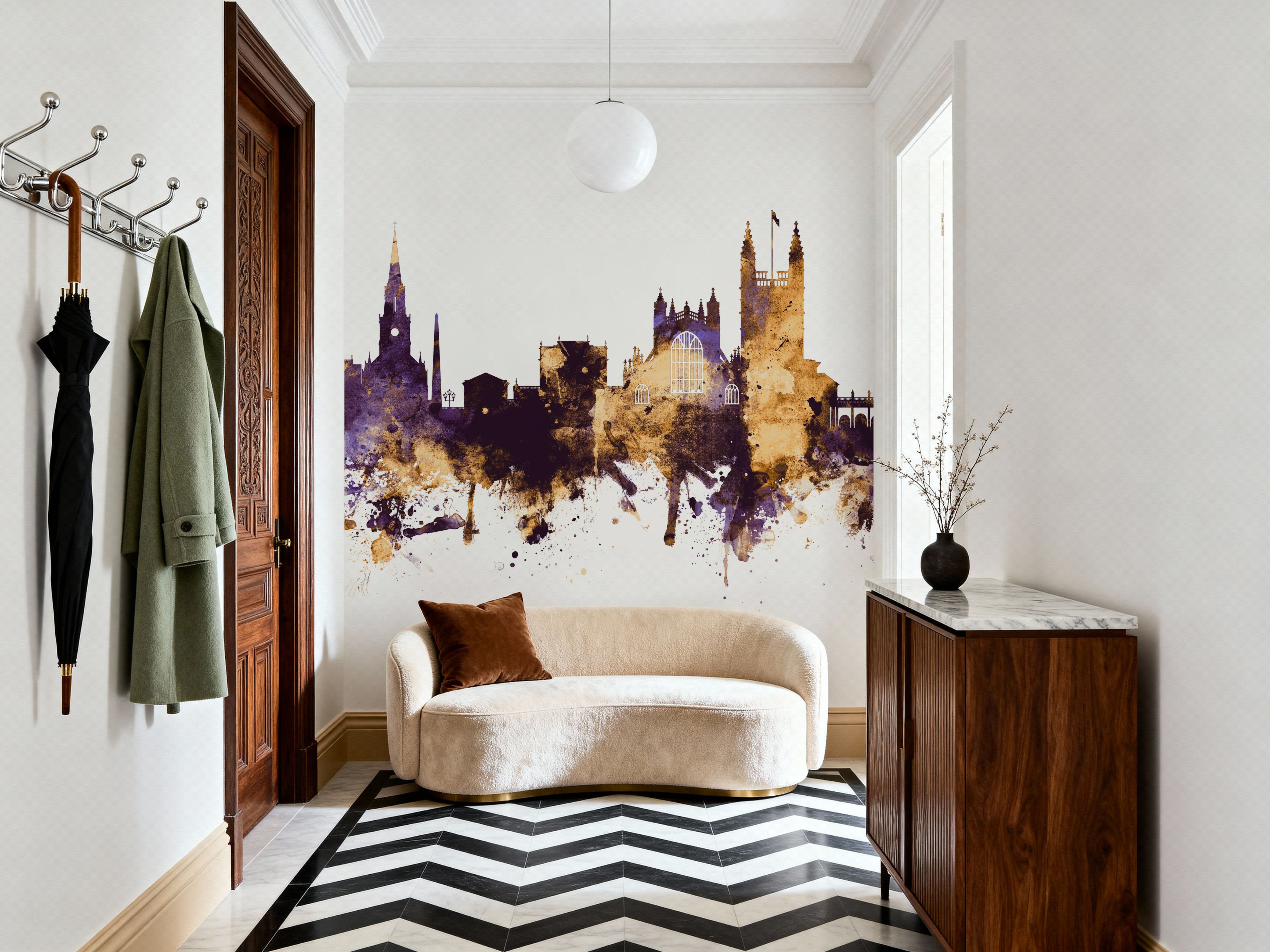 Bath England Skyline Purple & Gold