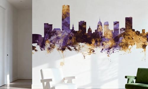 Oklahoma City Skyline Purple & Gold
