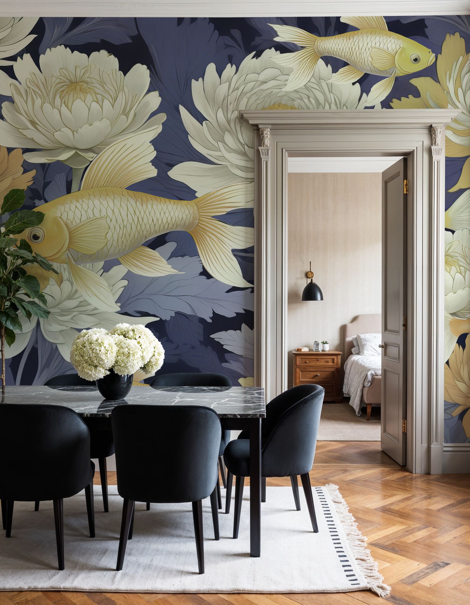 Dancing Fish, Yellow on Purple