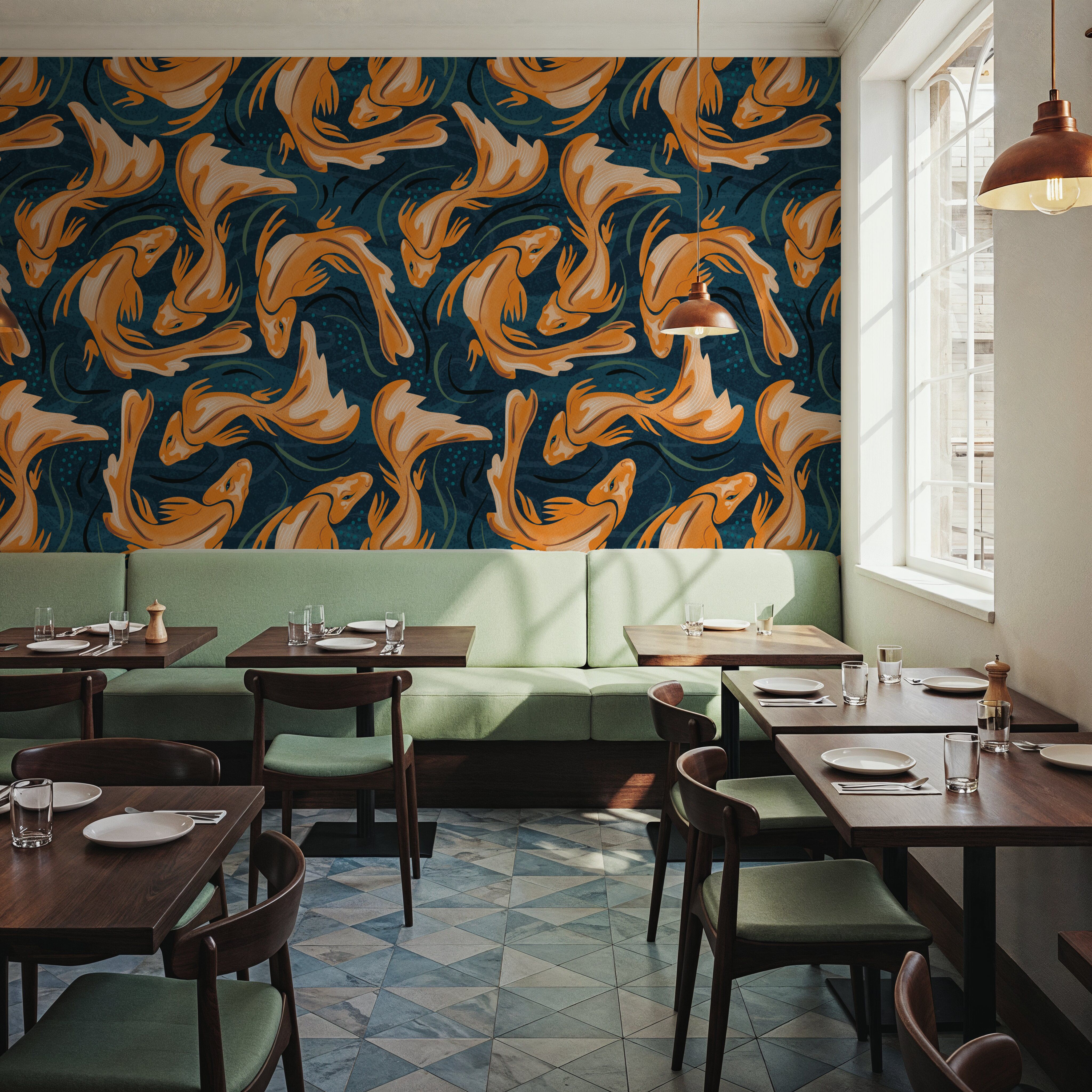 Koi Fish, Ocean Blue