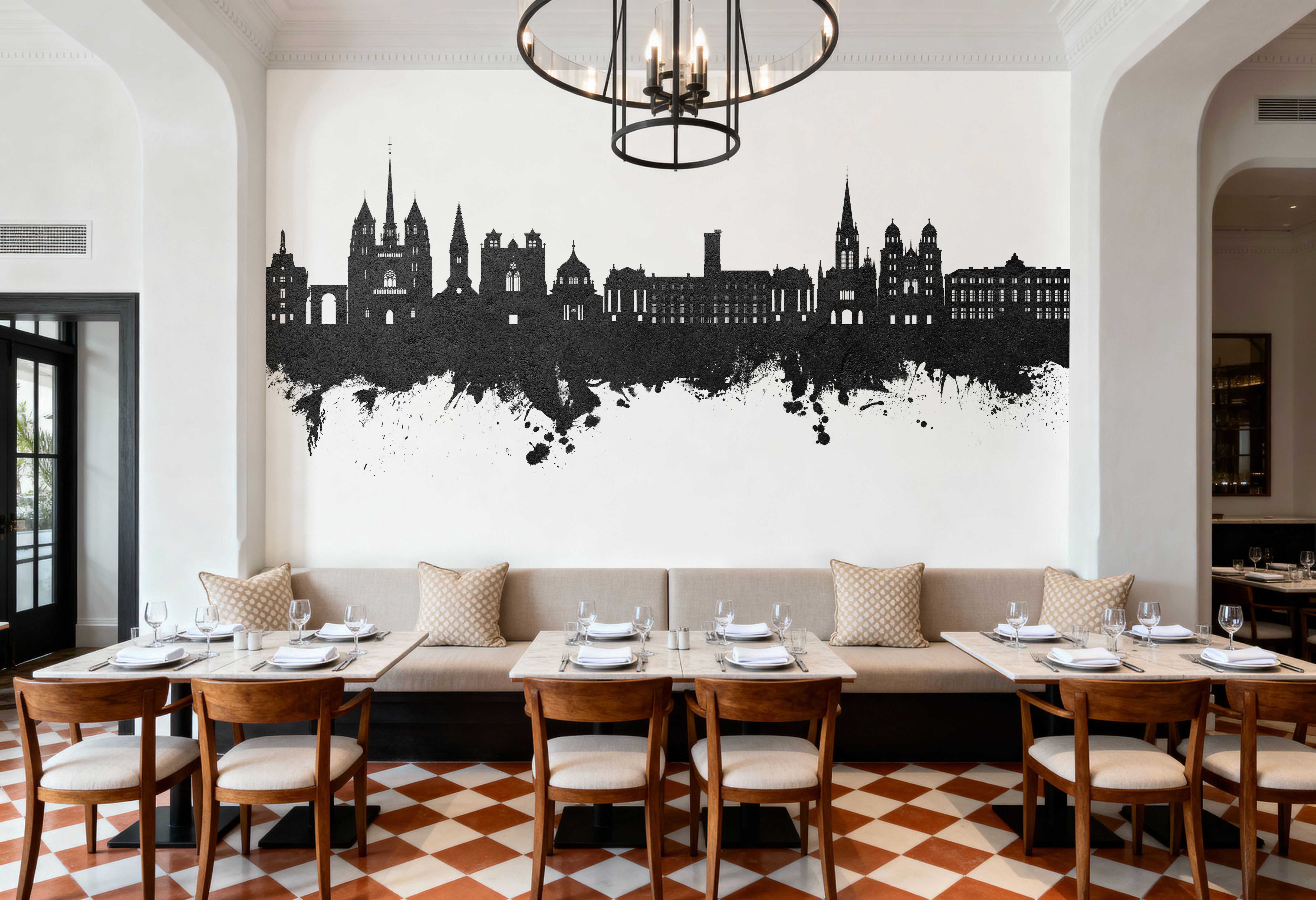 Dijon France Skyline Black & White