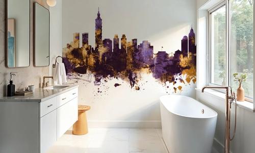 Taipei Taiwan Skyline Purple & Gold