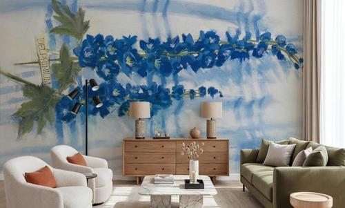 Delphinium on Linen