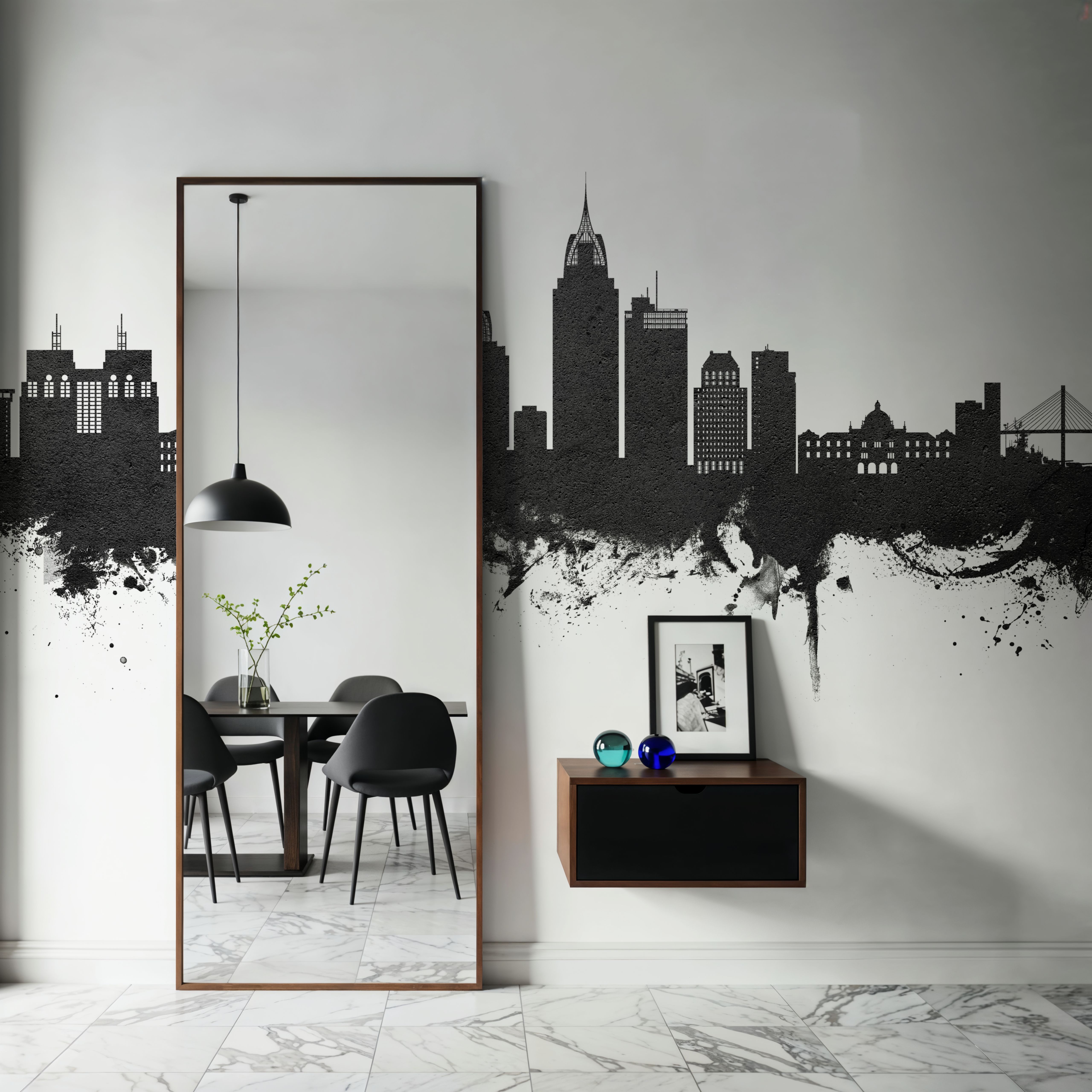 Mobile Alabama Skyline Black & White