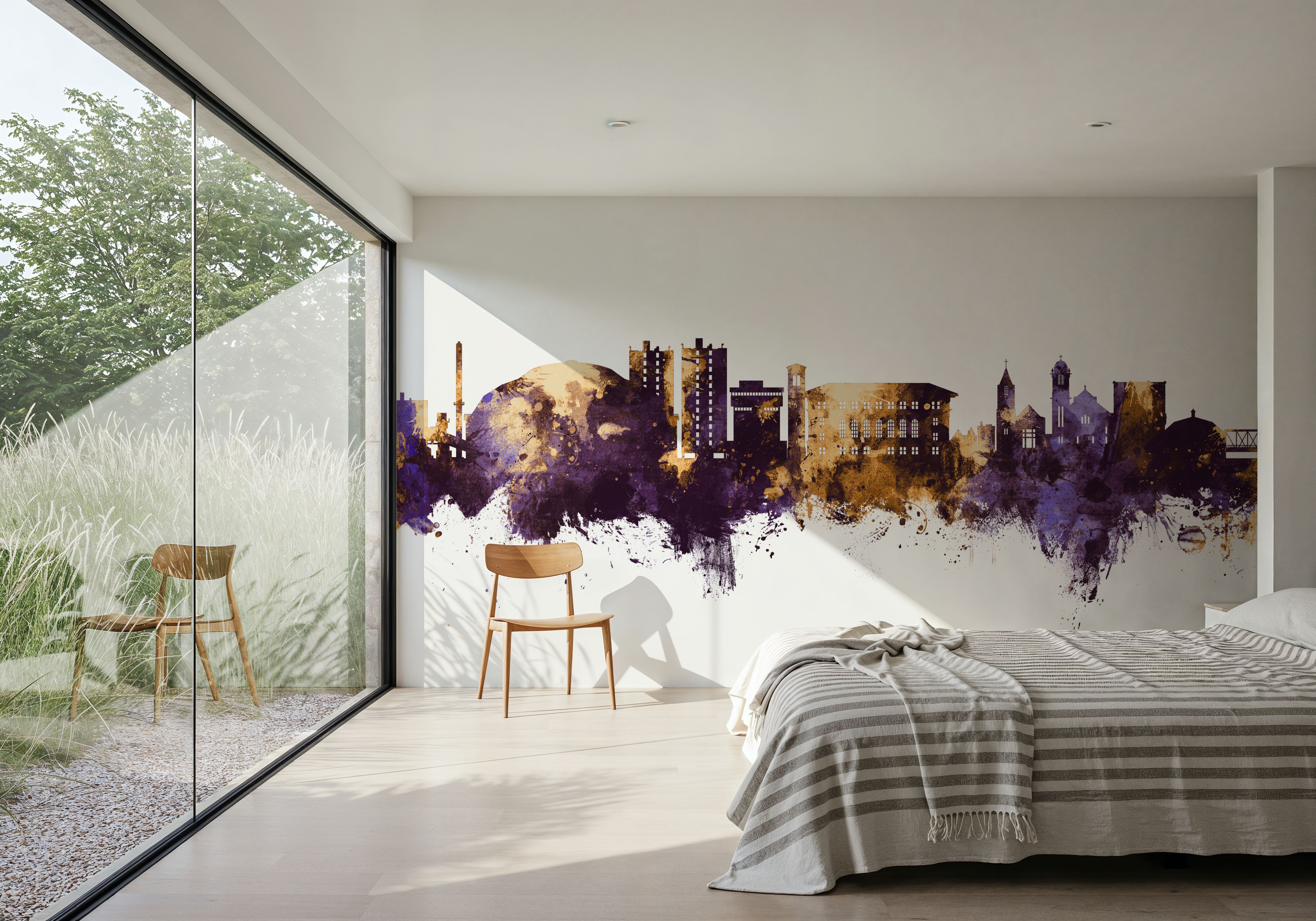 Cedar Falls Iowa Skyline Purple & Gold