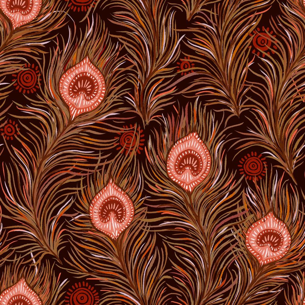Boho Peacock Feathers, Vermilion