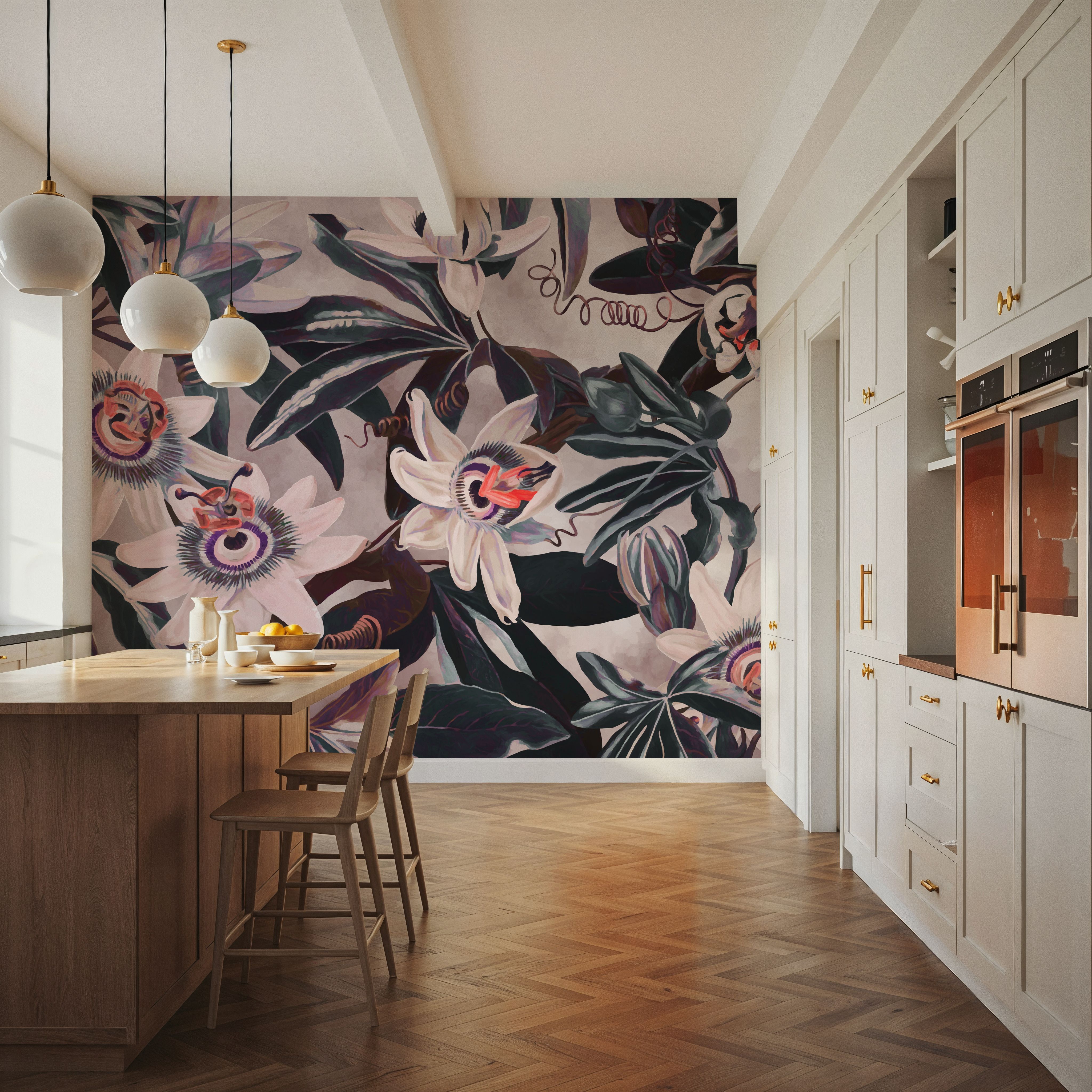 White Passiflora Reddish Purple