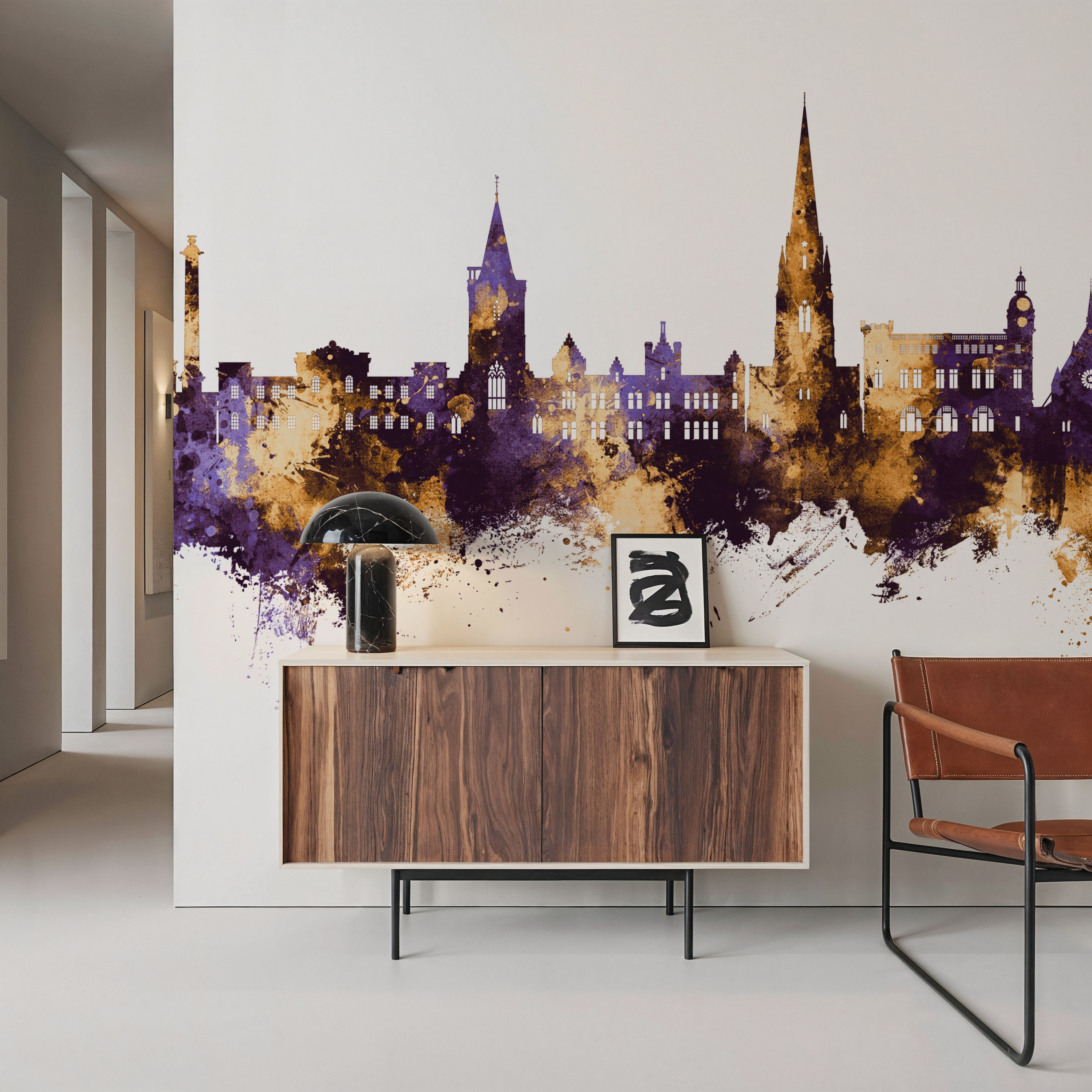 Perth Scotland Skyline Purple & Gold