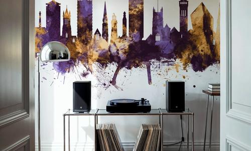 Plymouth England Skyline Purple & Gold