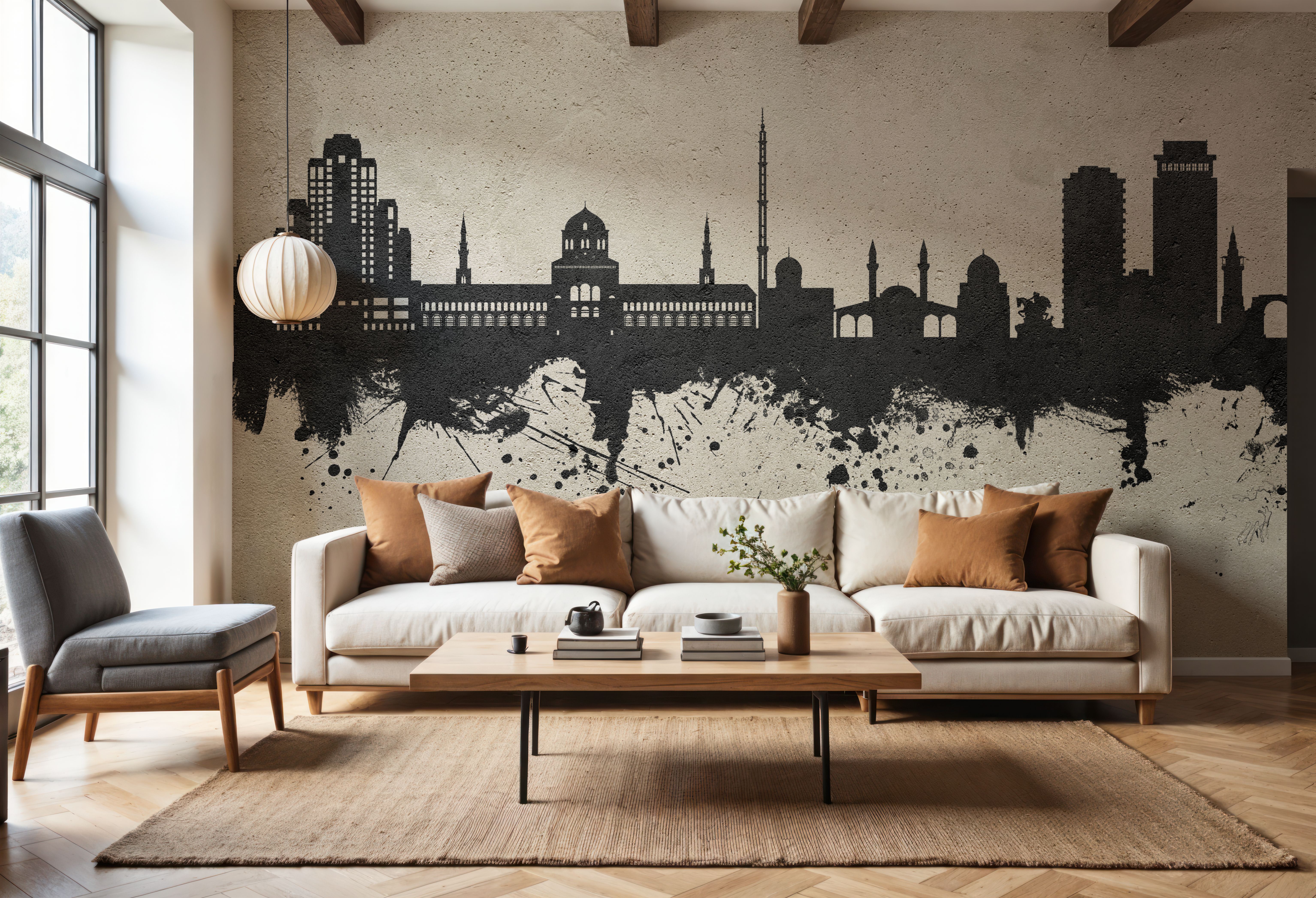 Damascus Syria Skyline Concrete, Carte da parati