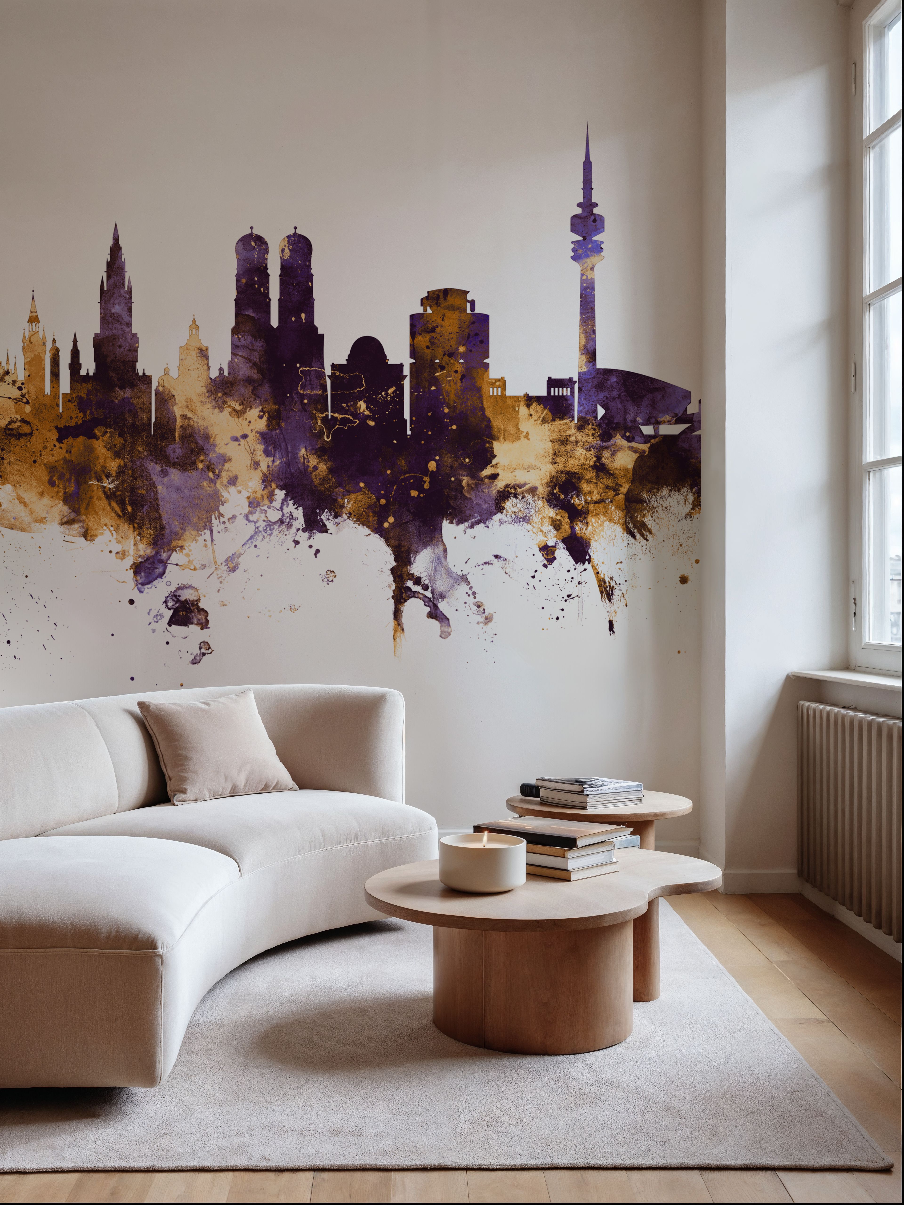 Munich Skyline Purple & Gold