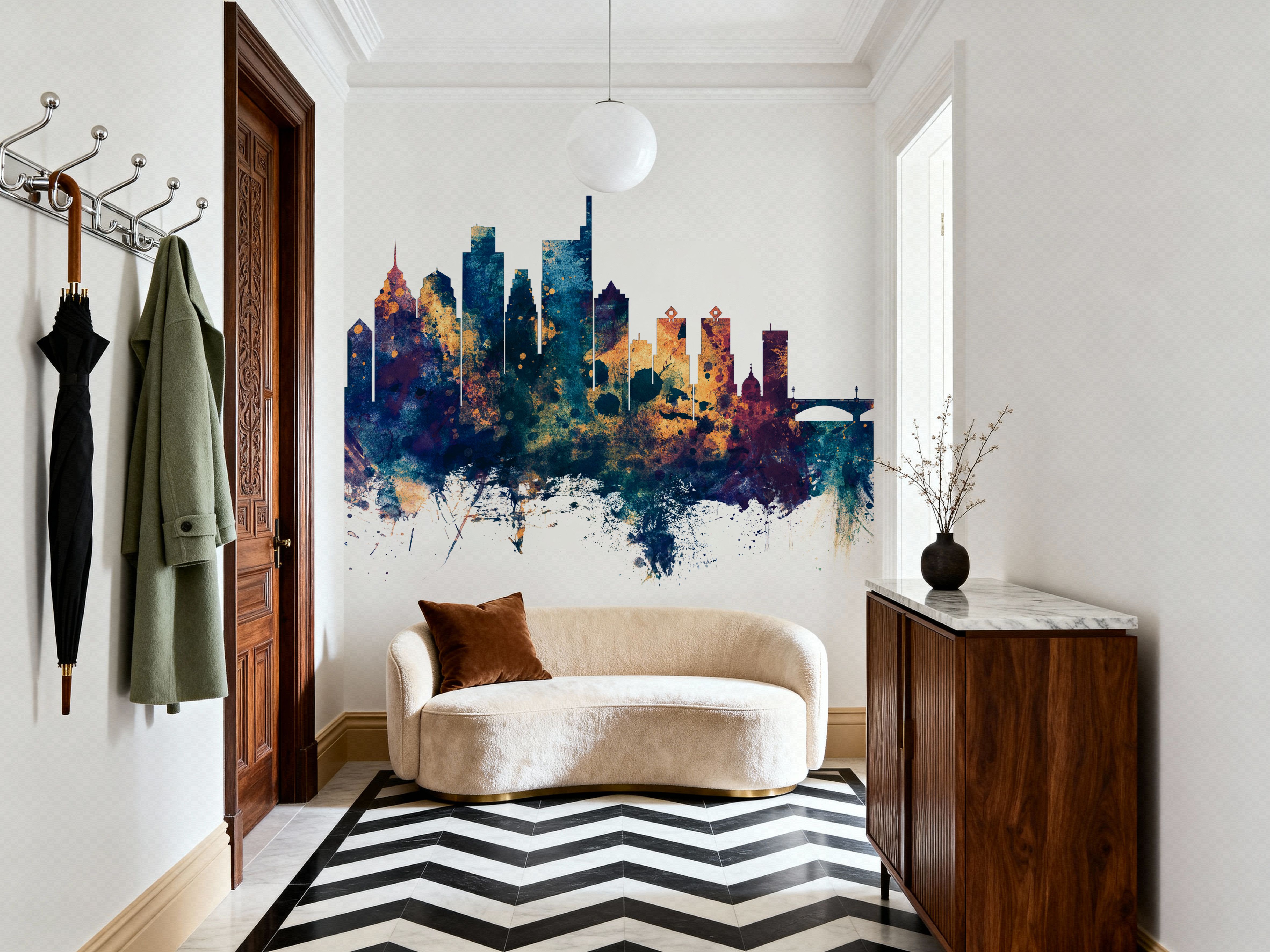 Philadelphia Skyline Blue & Bronze