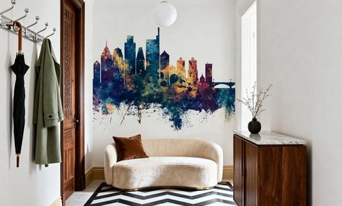 Philadelphia Skyline Blue & Bronze