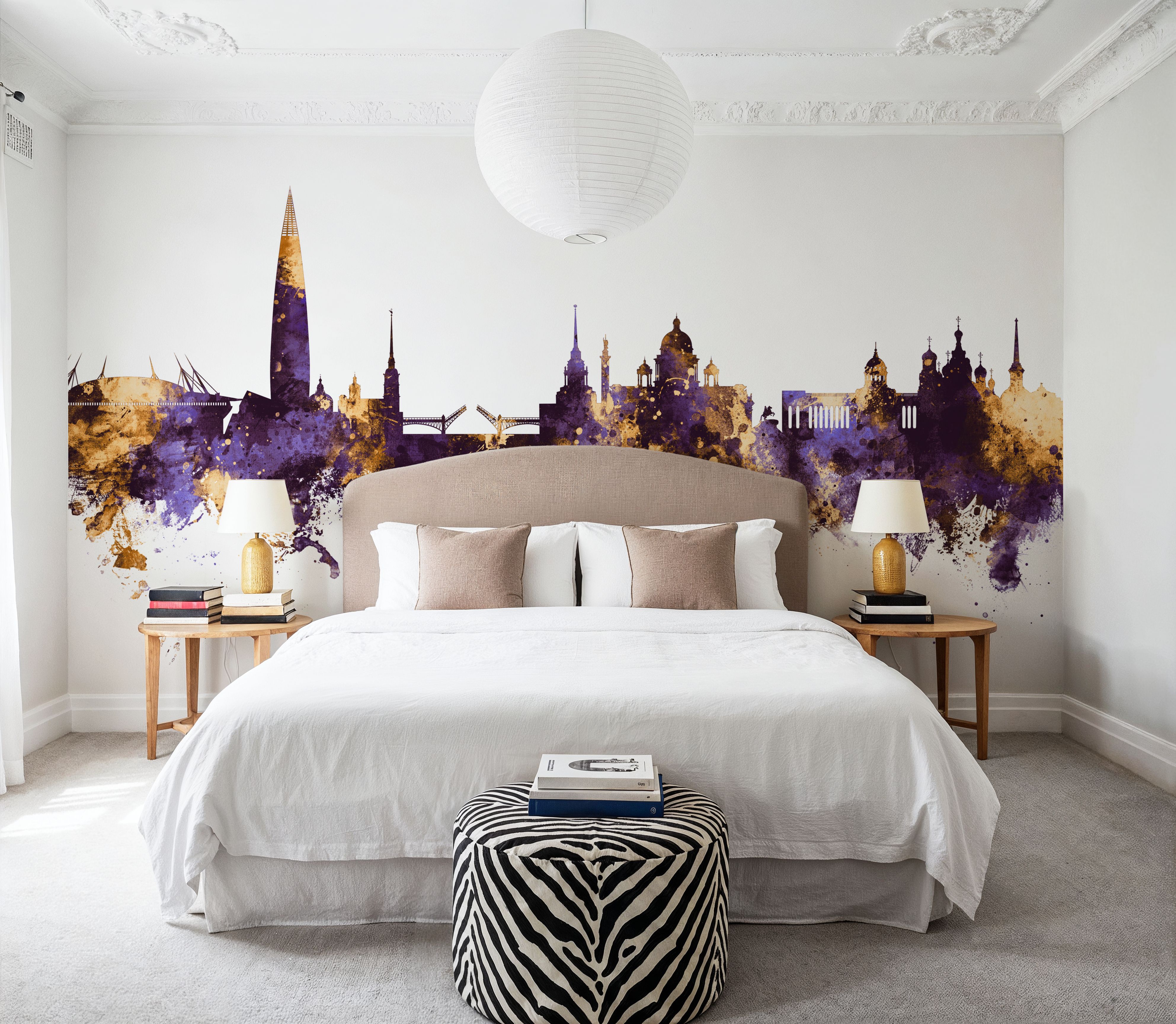 St Petersbug Russia Skyline Purple & Gold