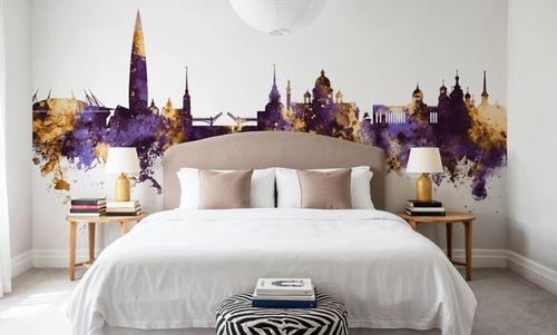 St Petersbug Russia Skyline Purple & Gold