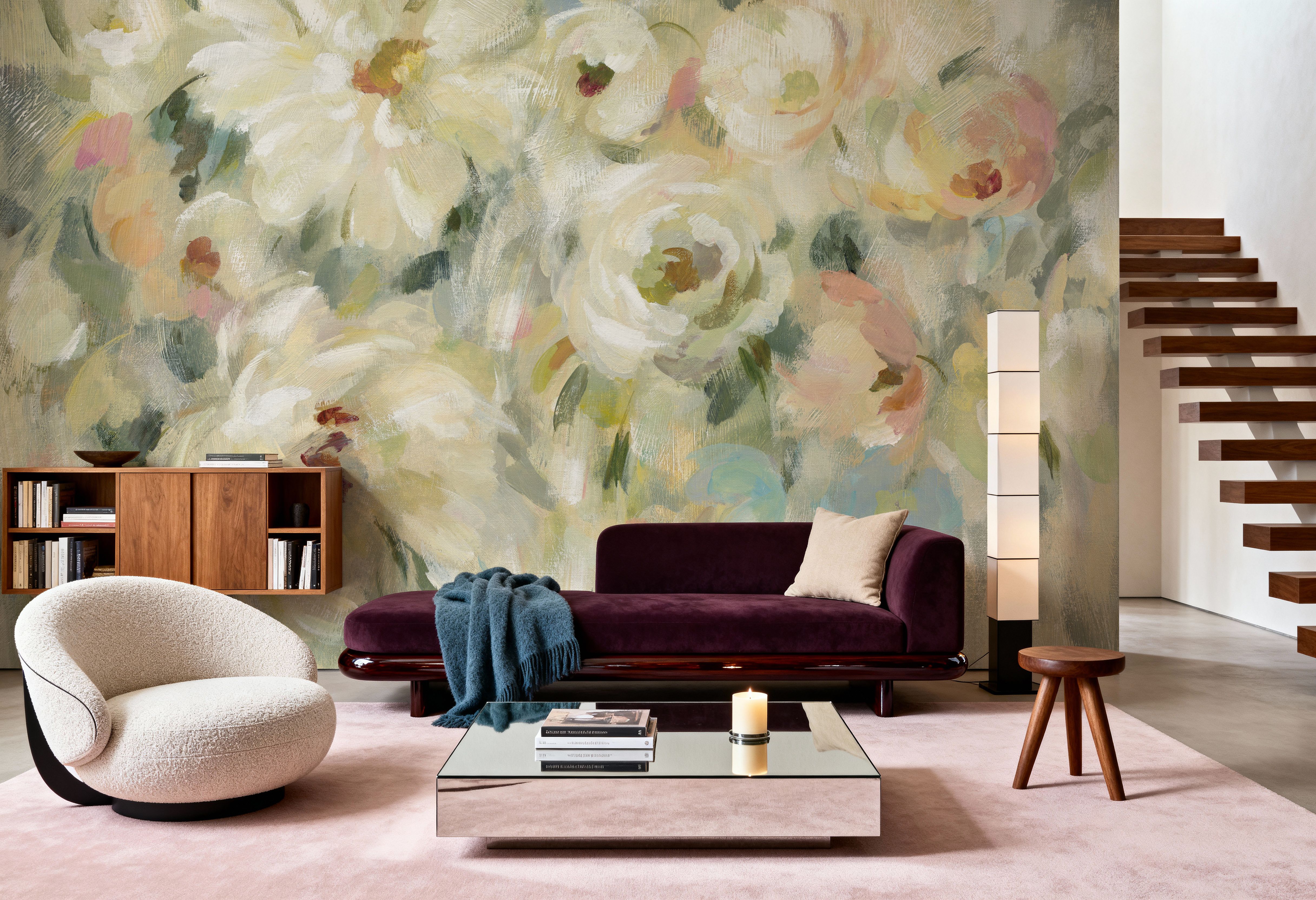 Expressive Pale Floral on Canvas