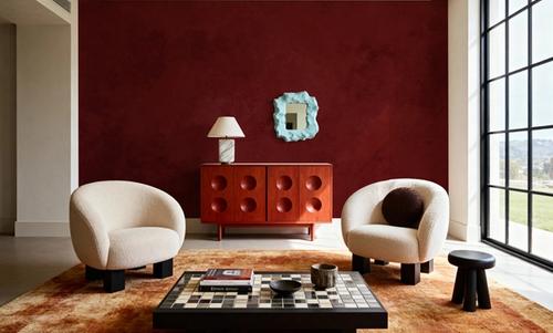 Subtle Plaster Wall, Cherry Red