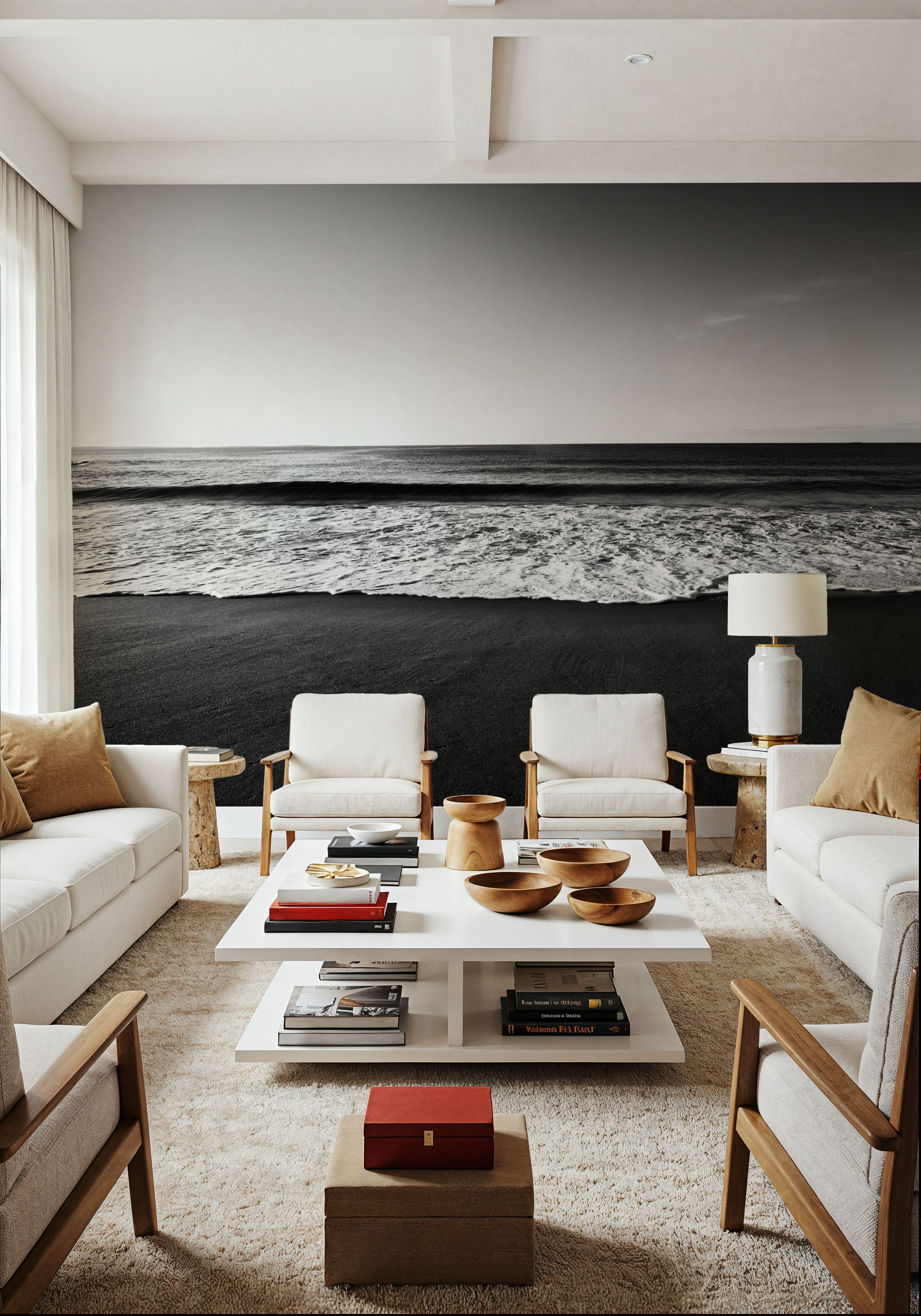 Wall Mural - Seafoam Edge - Beach Sea mural wallpaper - Gray - Offices - Wallism UK - Premium, Textured or Peel & Stick