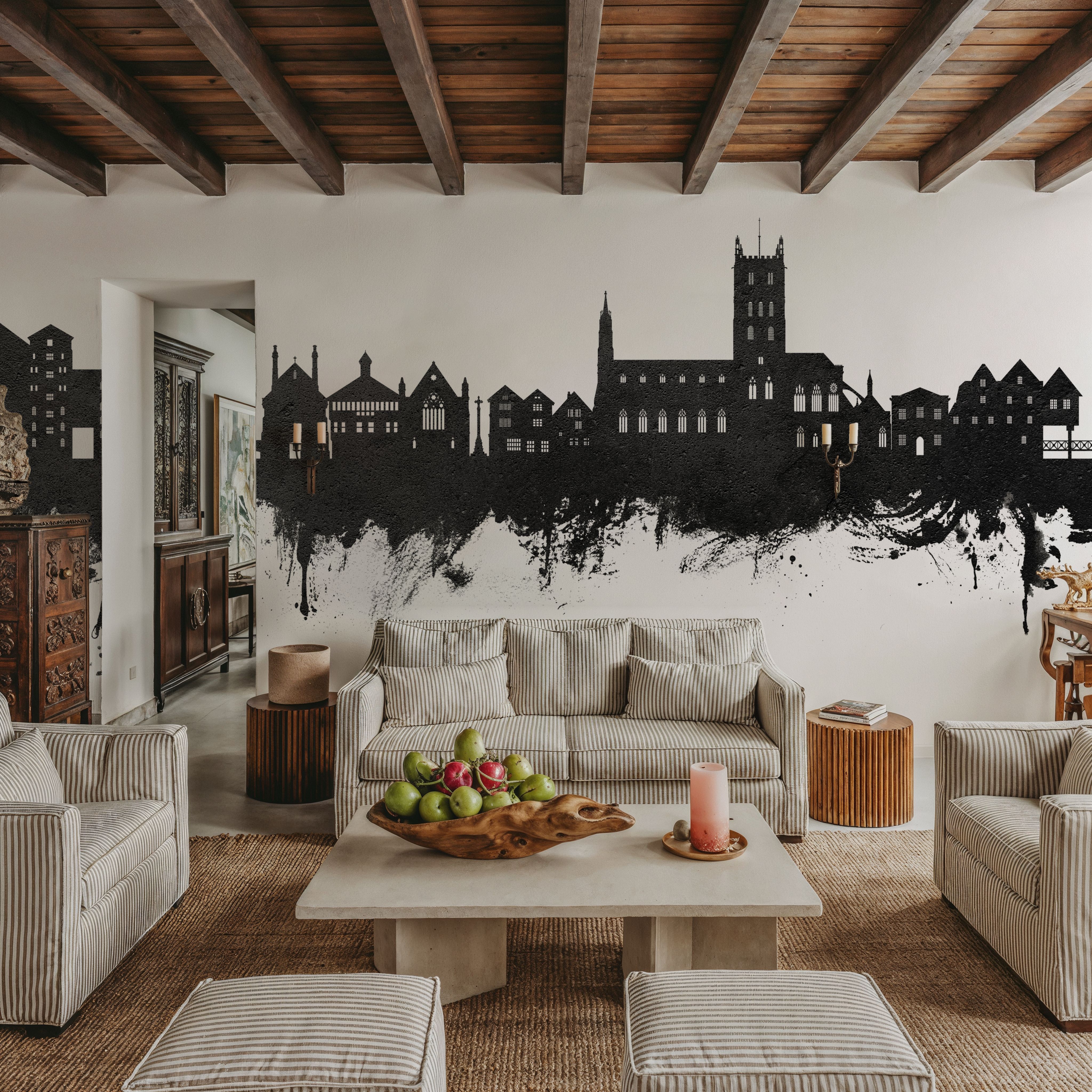 Tewkesbury England Skyline Blck & White