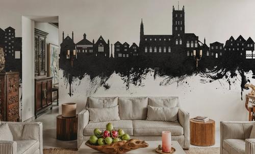 Tewkesbury England Skyline Blck & White