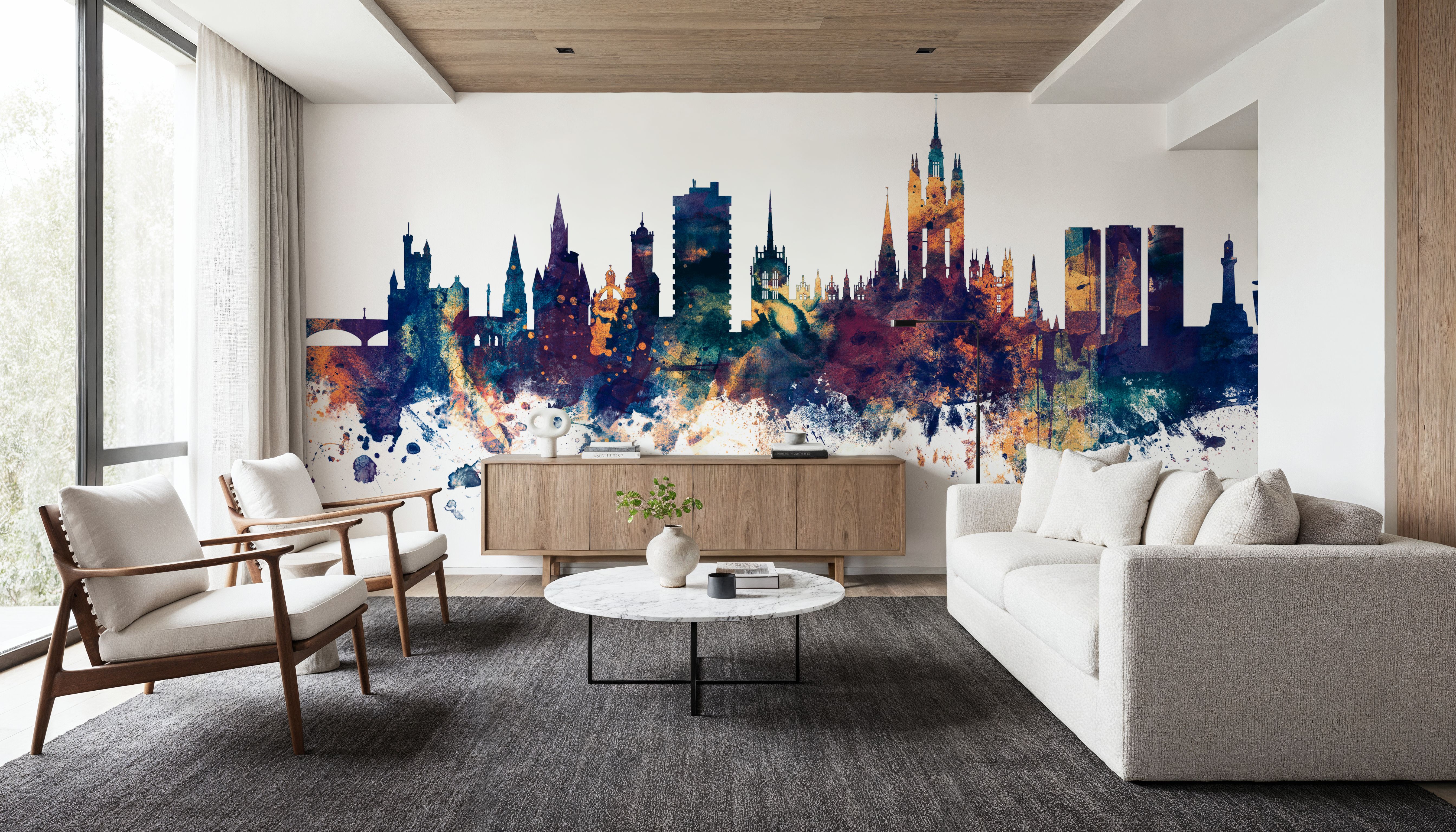 Aberdeen Scotland Skyline Blue & Bronze