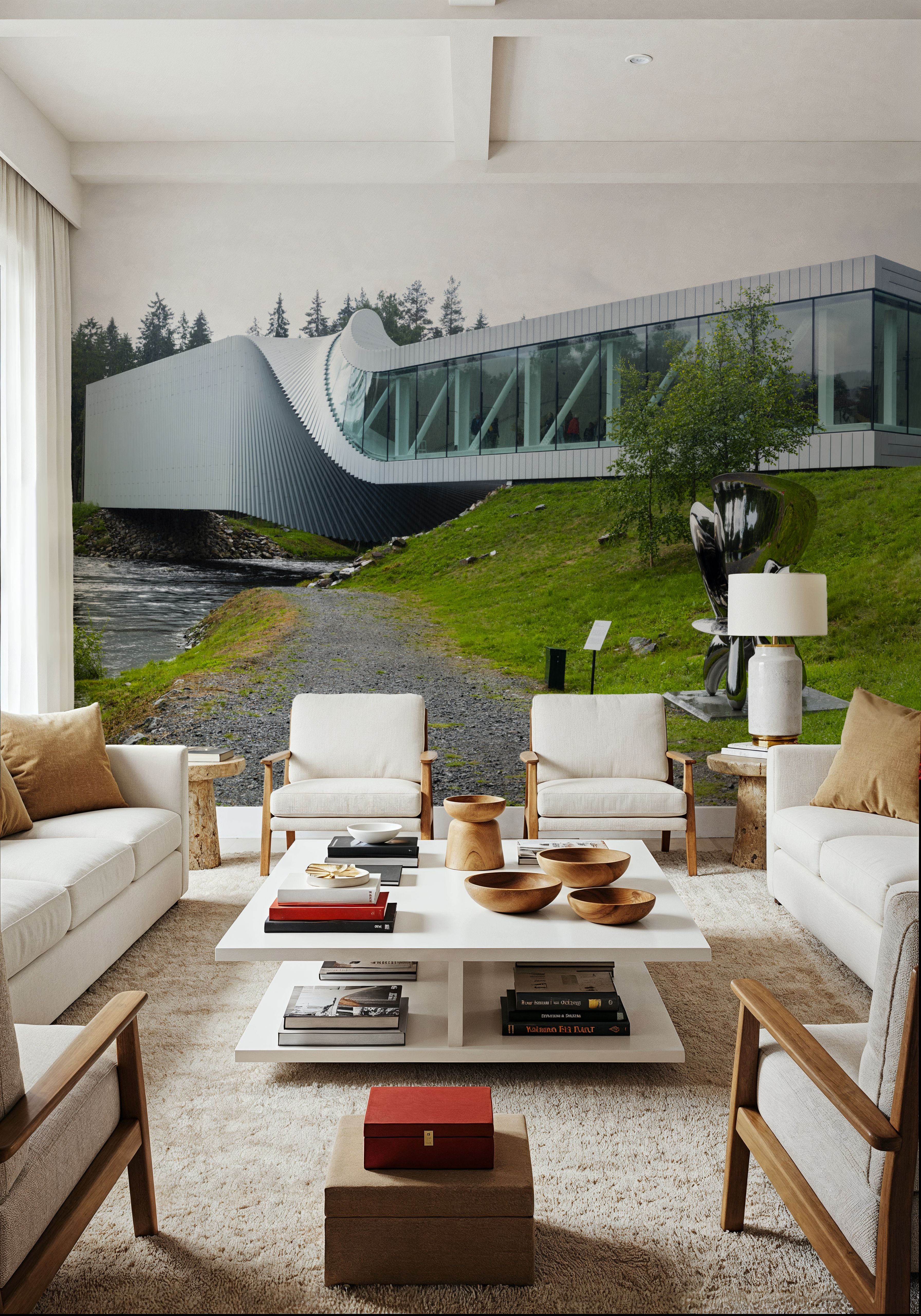 Wall Mural - Riverside Pavilion - Dining Room - Wallism US - Premium, Textured or Peel & Stick