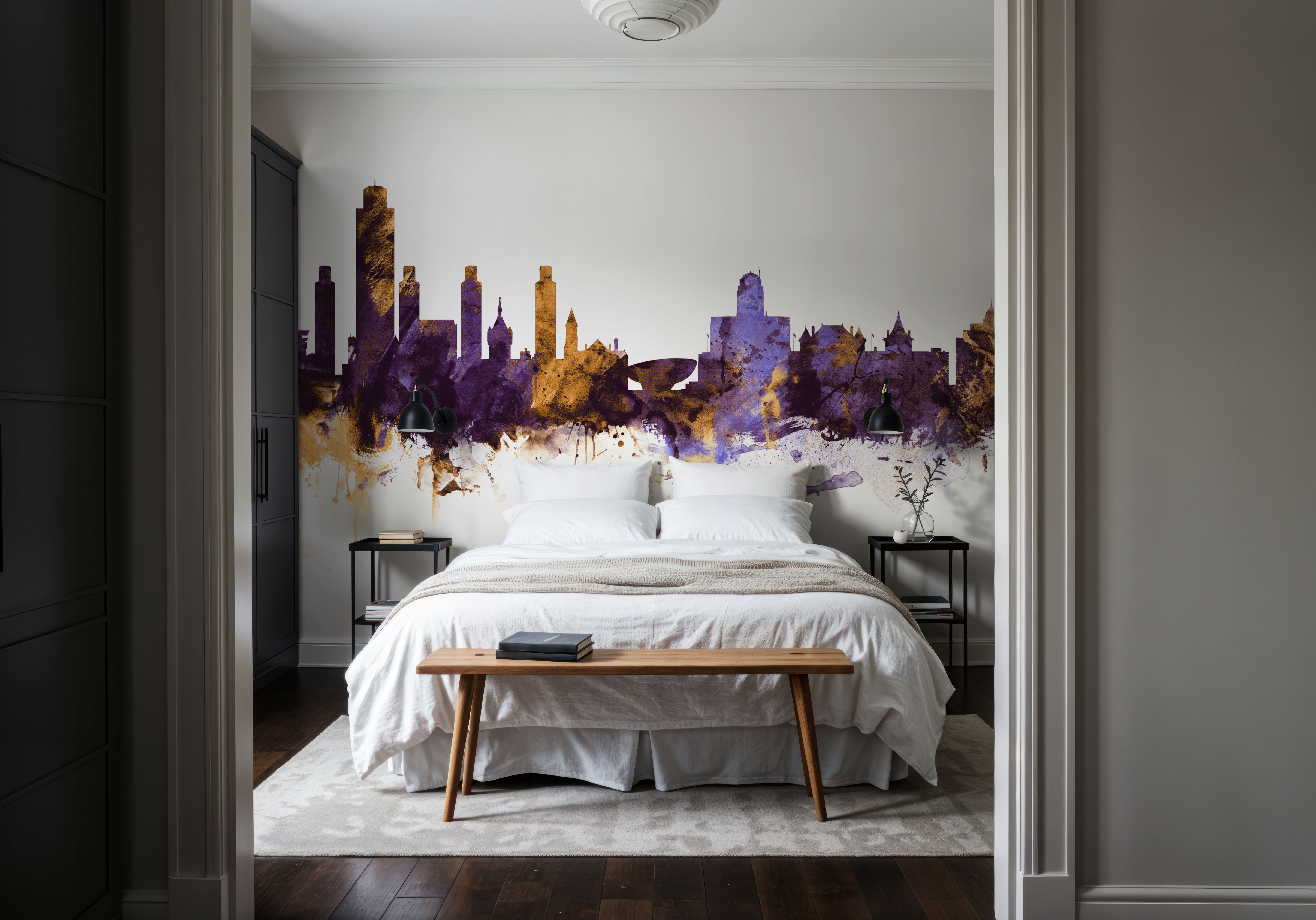 Albany New York Skyline Purple & Gold