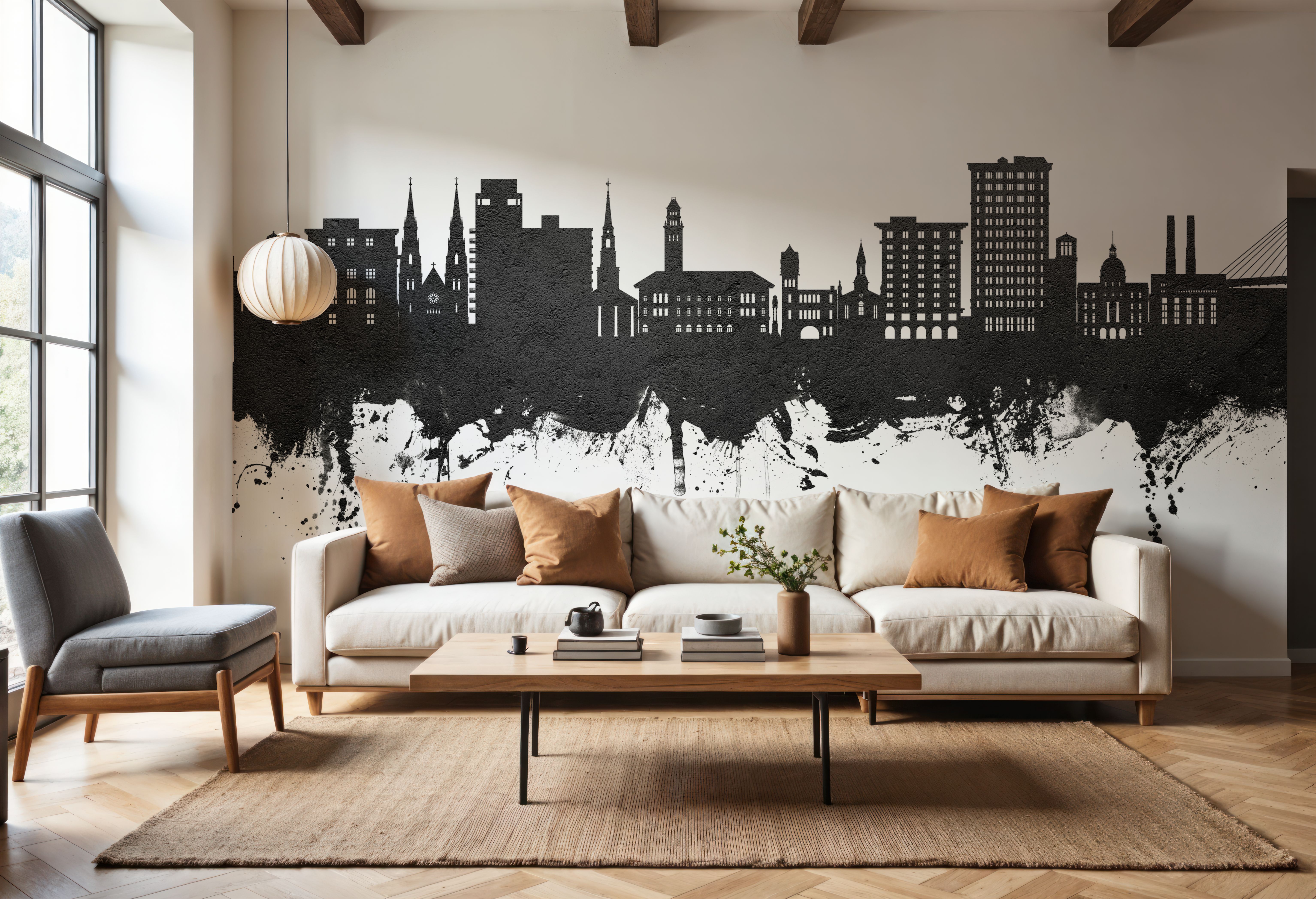 Savannah Georgia Skyline Black & White