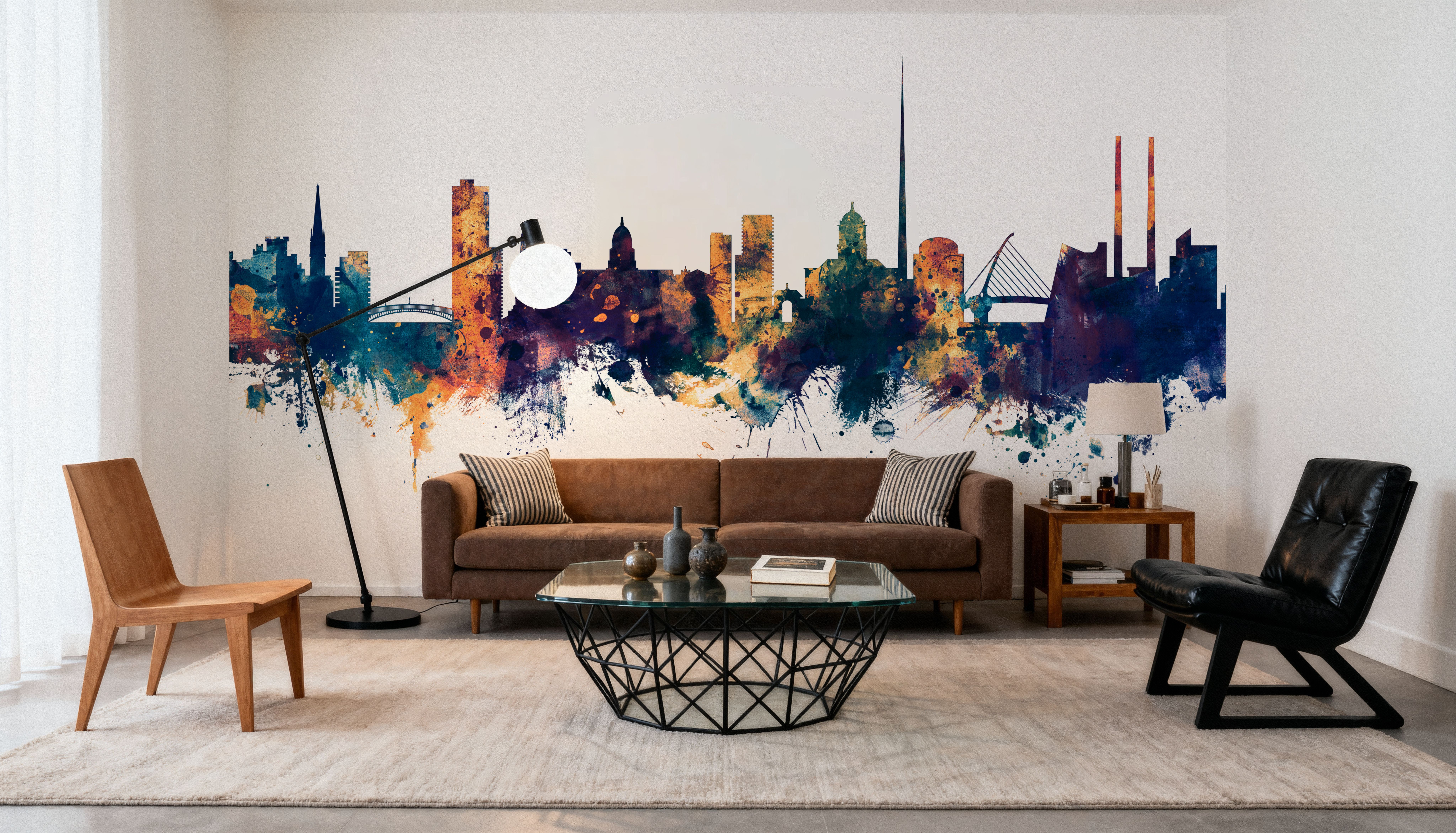 Dublin Ireland Skyline Blue & Bronze, Papier peint