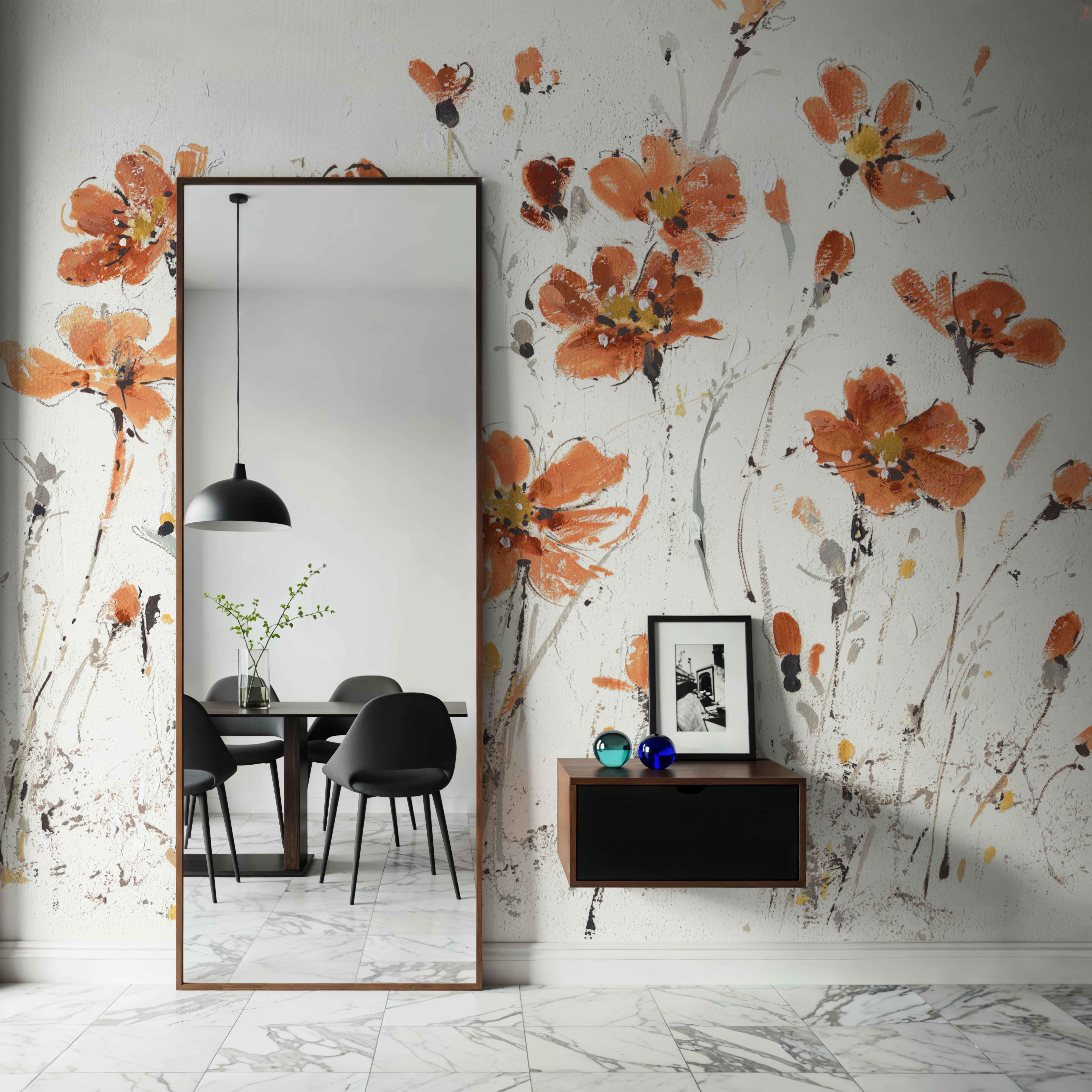 Wildflowers III Orange on White