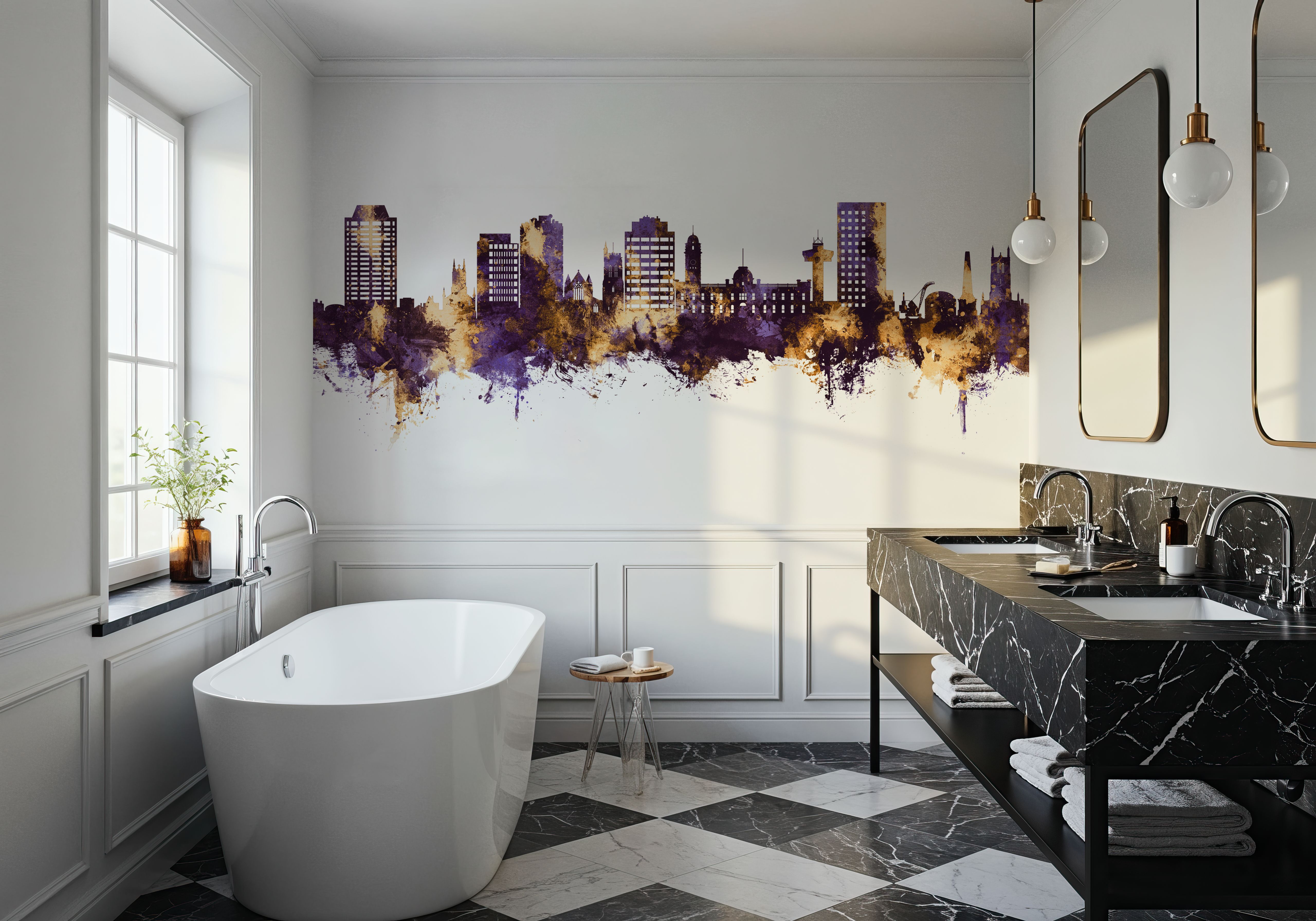 Hobart Australia Skyline Purple & Gold