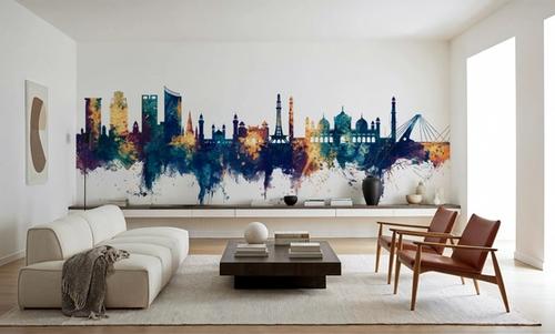 Lahore Pakistan Skyline Blue & Bronze