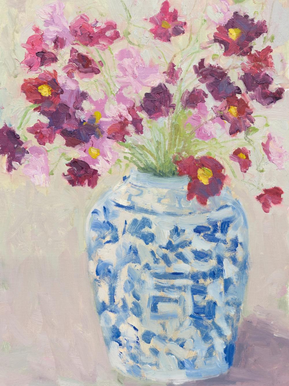 Cosmos in Chinoiserie Pot