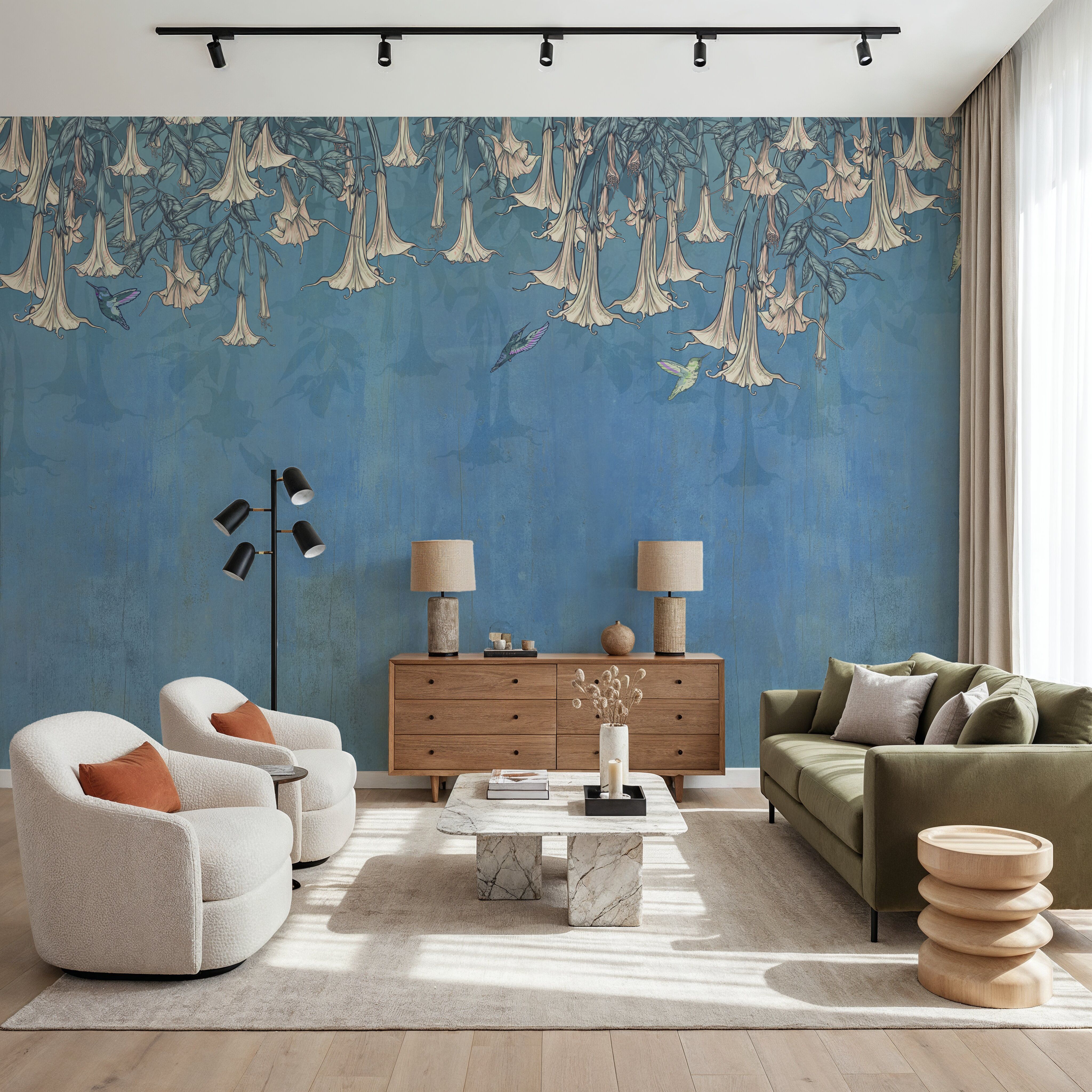Hummingbirds and Trumpets Blue