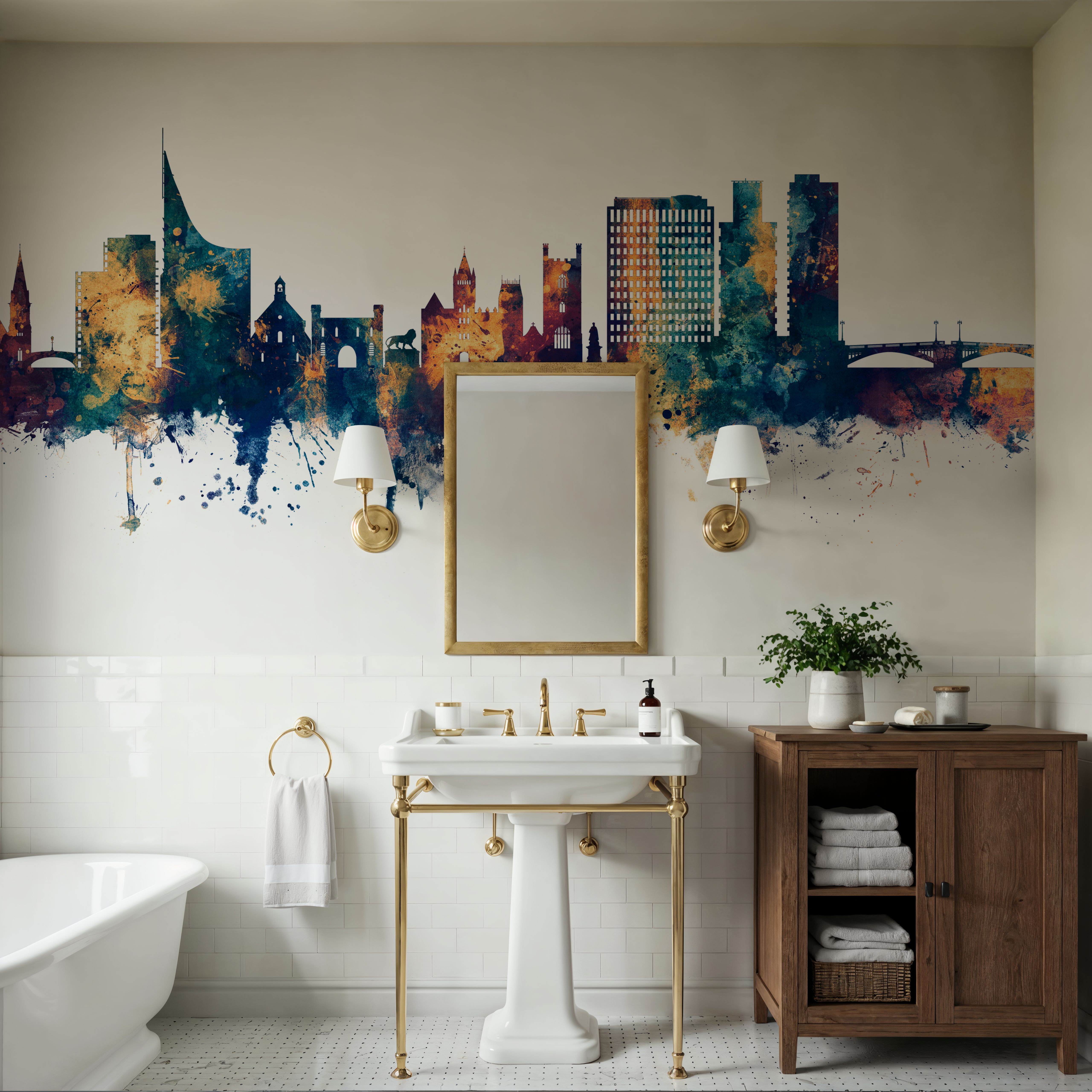 Reading England Skyline Blue & Bronze
